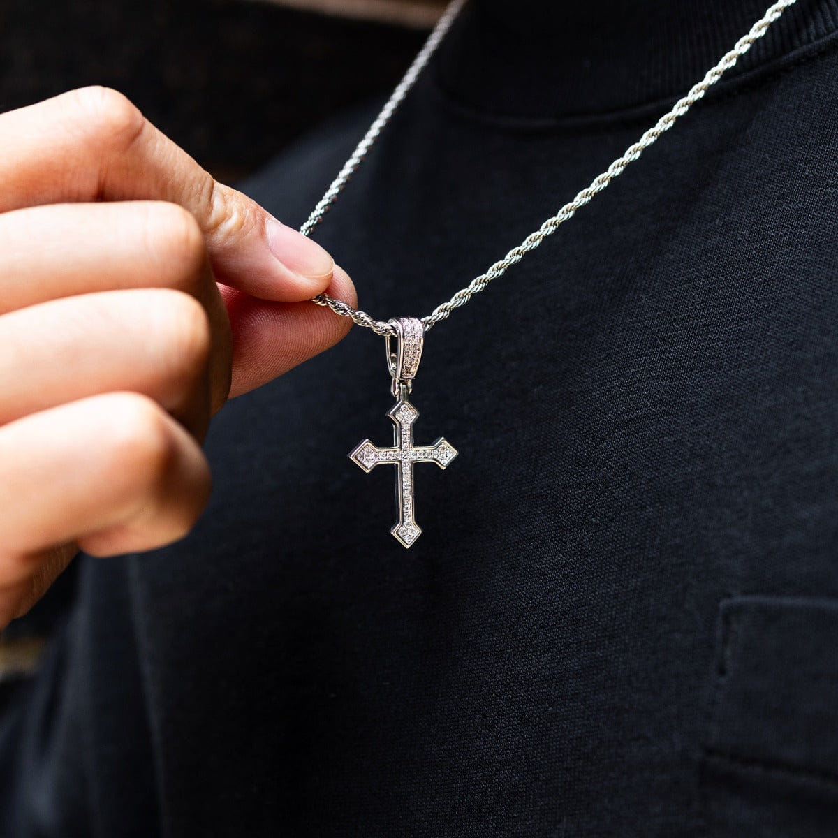 GLD Men Iced Celtic Cross in White Gold