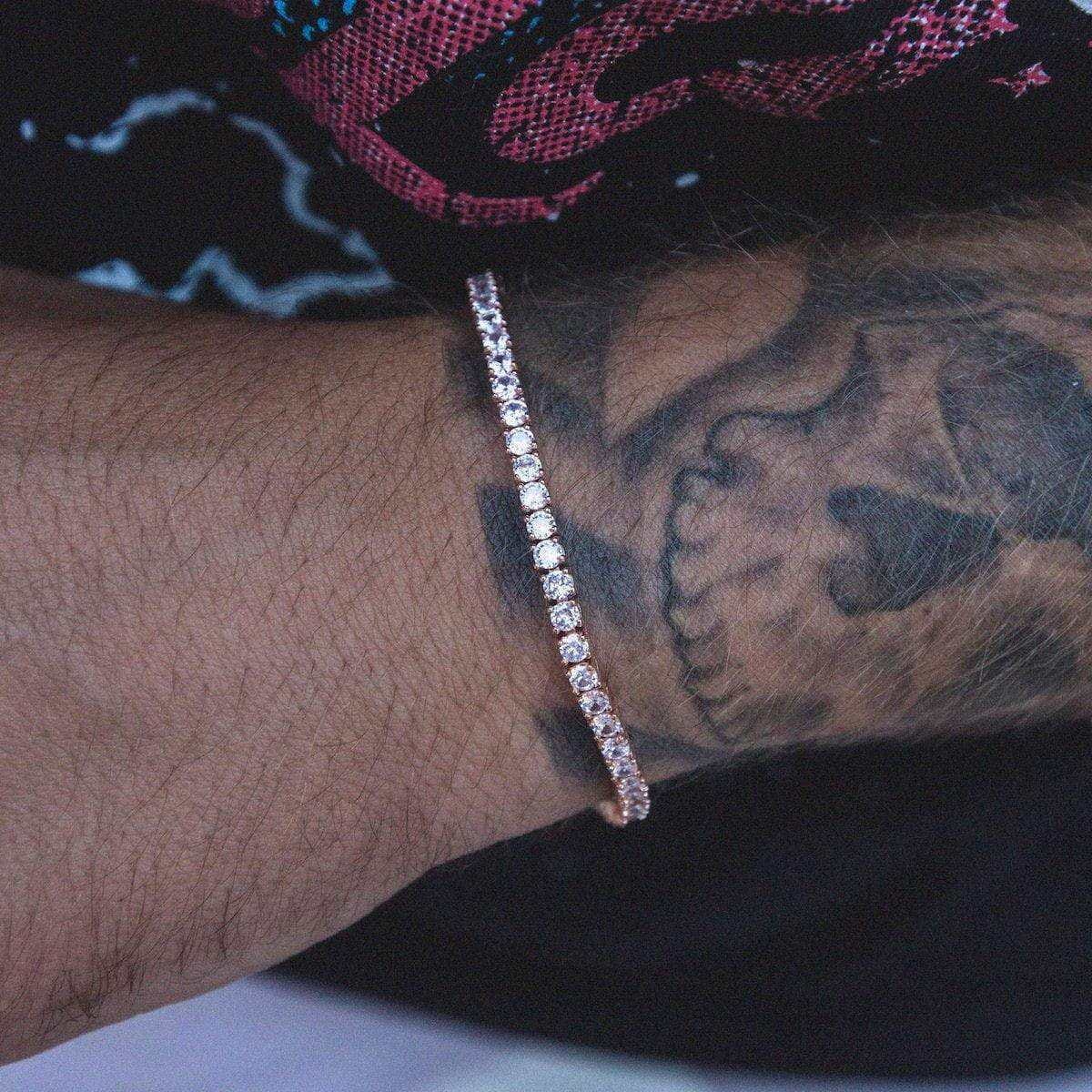 GLD Men Diamond Tennis Bracelet in Rose Gold - 3 mm