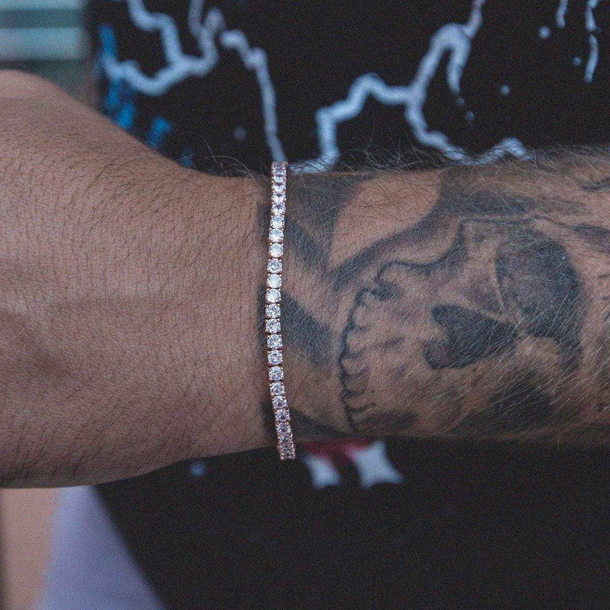 GLD Men Diamond Tennis Bracelet in Rose Gold - 3 mm