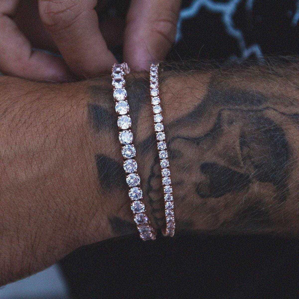 GLD Men Diamond Tennis Bracelet in Rose Gold - 3 mm