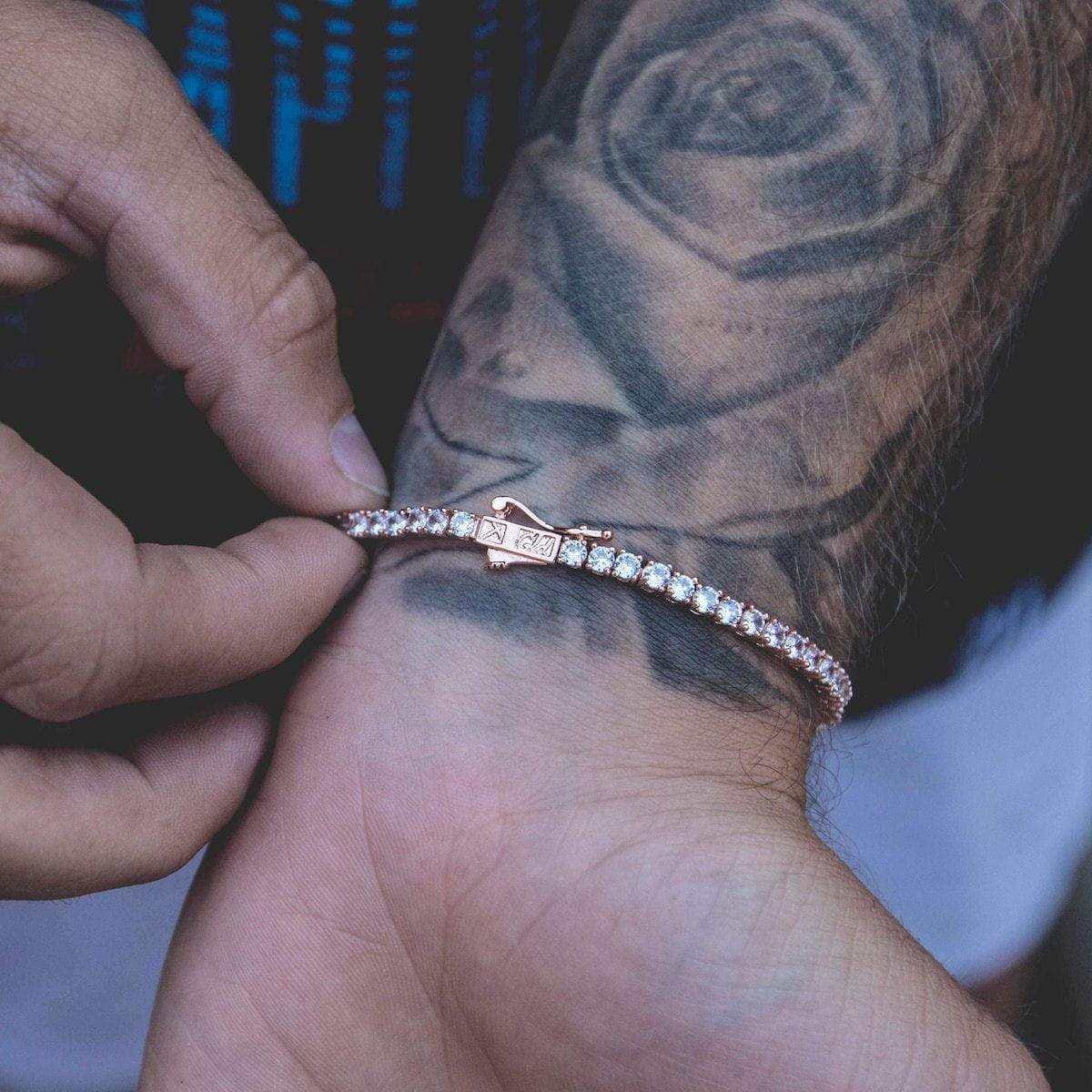 GLD Men Diamond Tennis Bracelet in Rose Gold - 3 mm