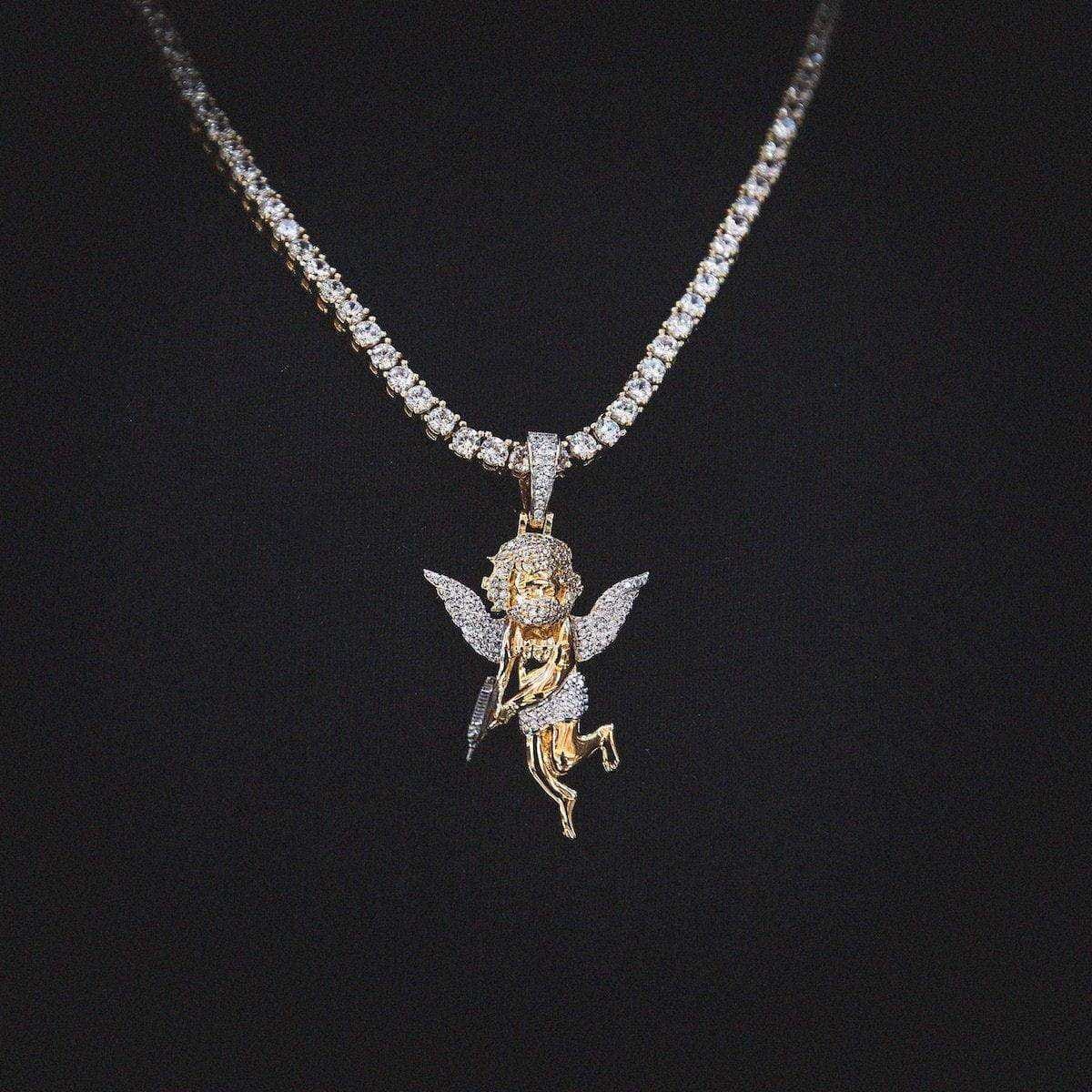 GLD Men Masked Angel Pendant in Yellow Gold