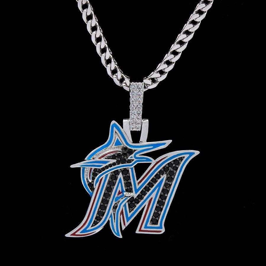 GLD Men Miami Marlins Official MLB Logo Pendant