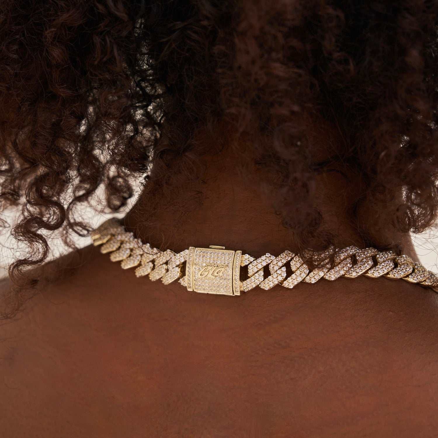 GLD Women Diamond Prong Link Necklace in Yellow Gold - 12 mm