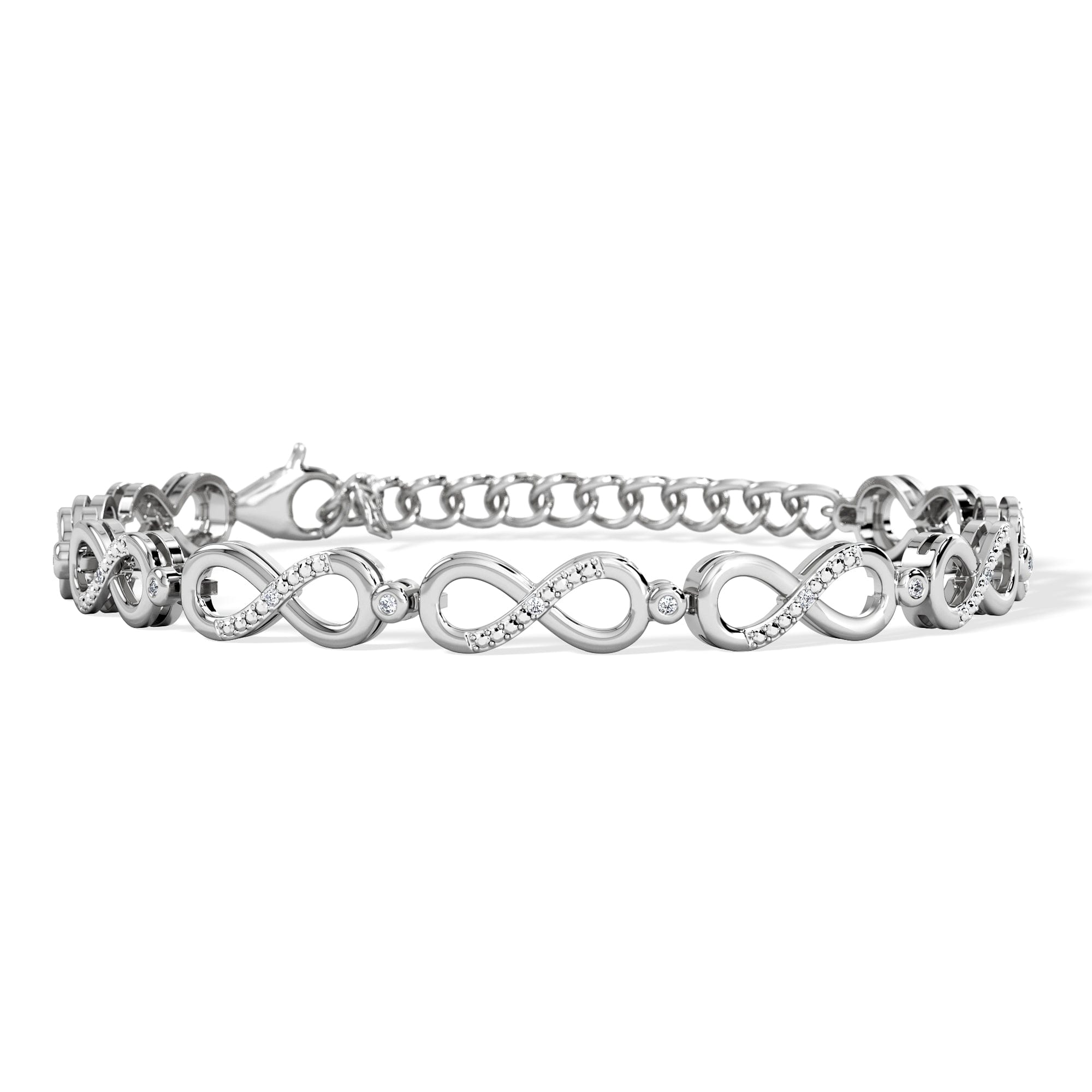 Infinity Love 0.05ct Lab Diamond Link Bracelet in Sterling Silver