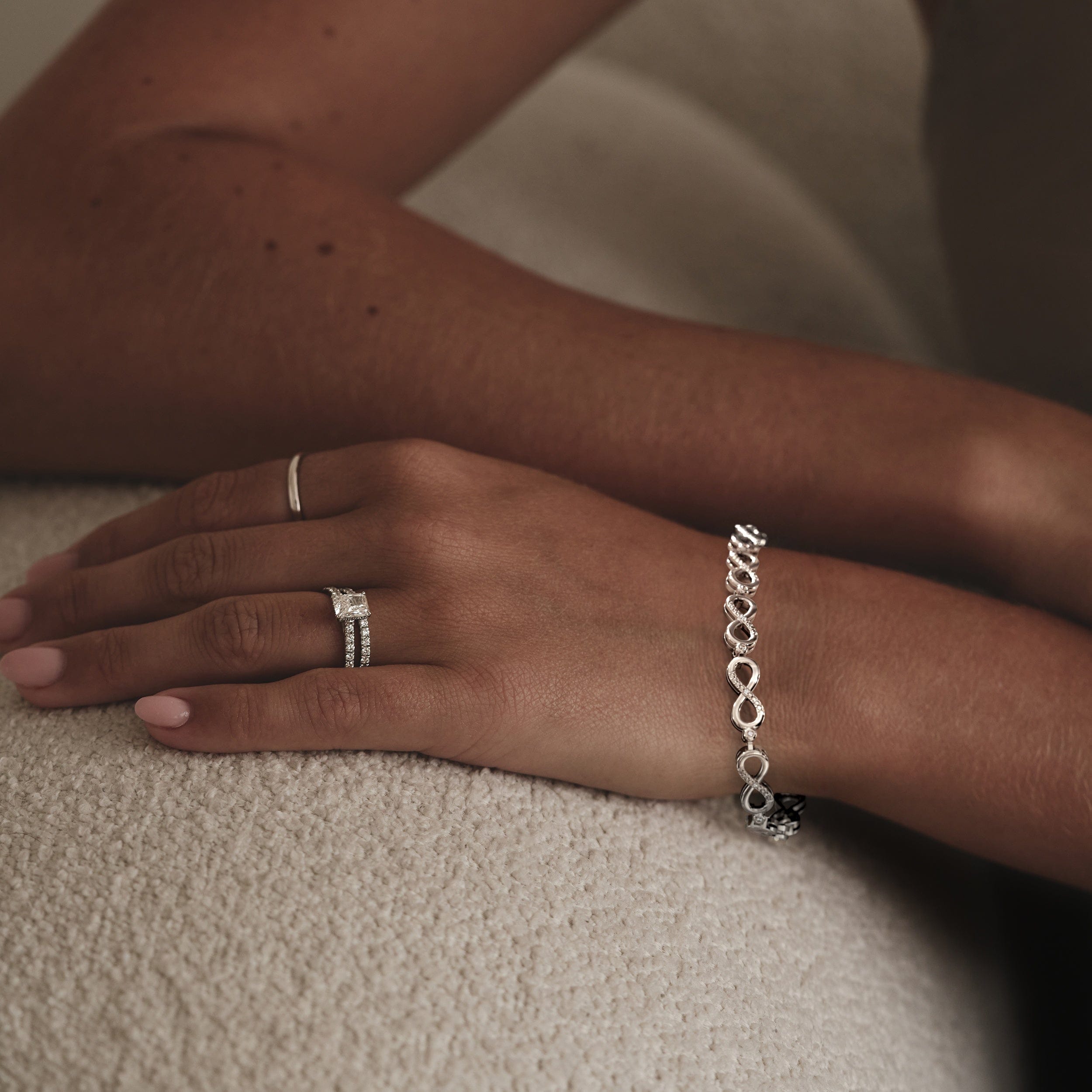 Infinity Love 0.05ct Lab Diamond Link Bracelet in Sterling Silver