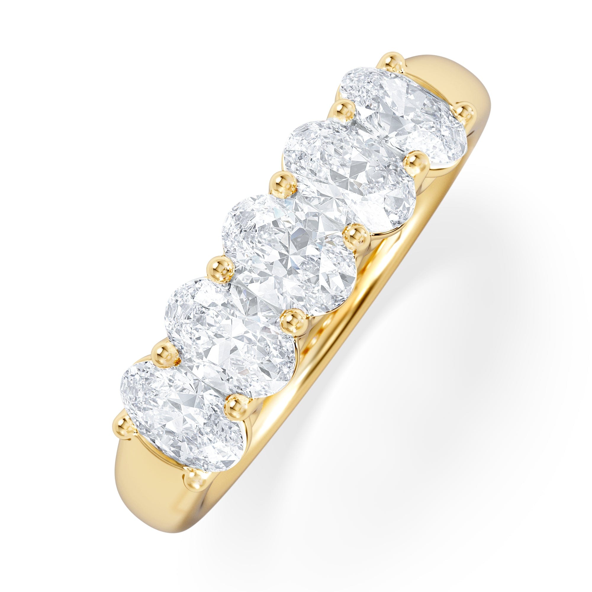 Diamond Unity 1.00ct Oval Cut Lab Diamond 5 Stone Ring in 18K Yellow Gold