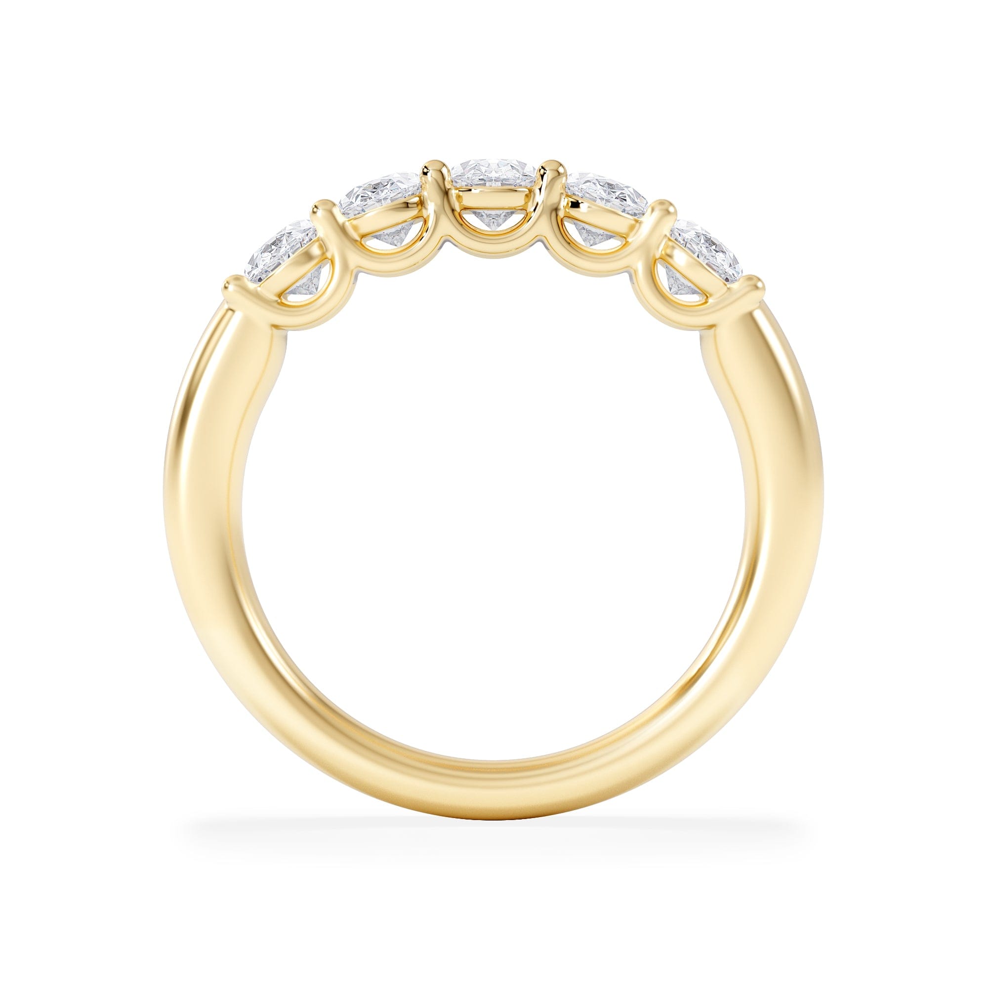 Diamond Unity 1.00ct Oval Cut Lab Diamond 5 Stone Ring in 18K Yellow Gold