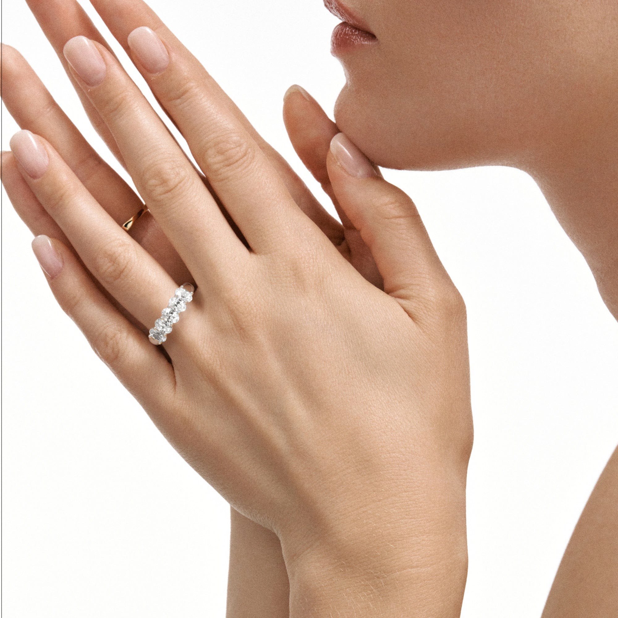 Diamond Unity 2.00ct Oval Cut Lab Diamond 5 Stone Ring in Platinum
