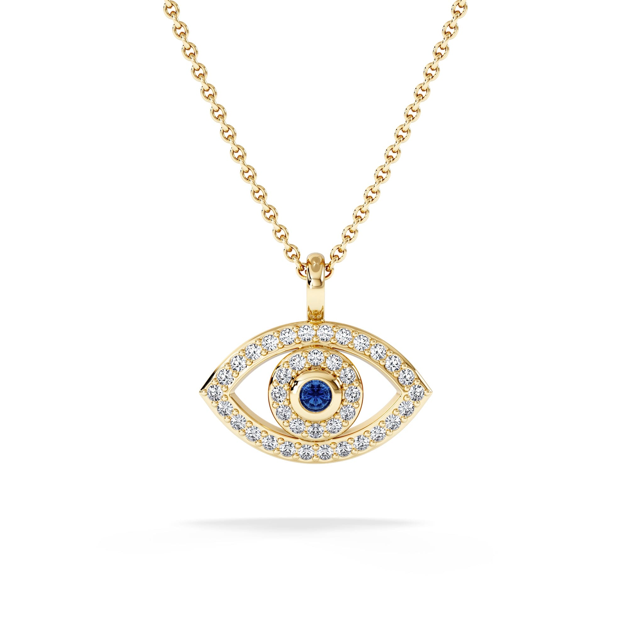 Diamond Evil Eye 0.21ct Sapphire and Lab Diamond Pendant Necklace in 18K Gold Vermeil