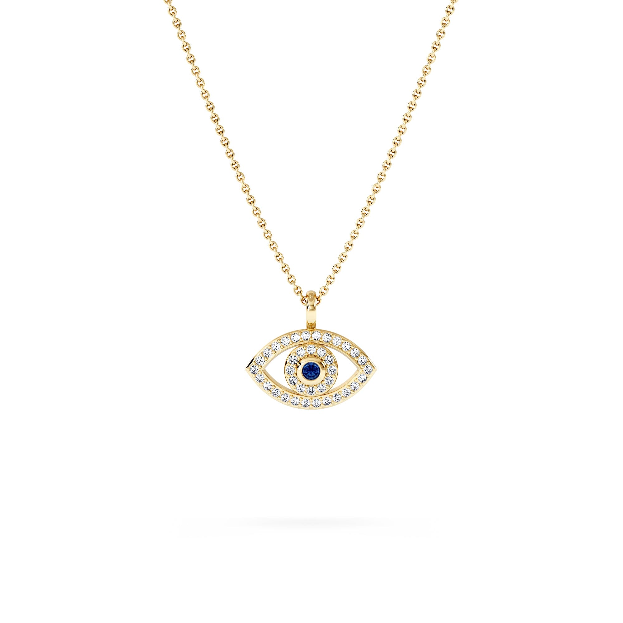 Diamond Evil Eye 0.21ct Sapphire and Lab Diamond Pendant Necklace in 18K Gold Vermeil
