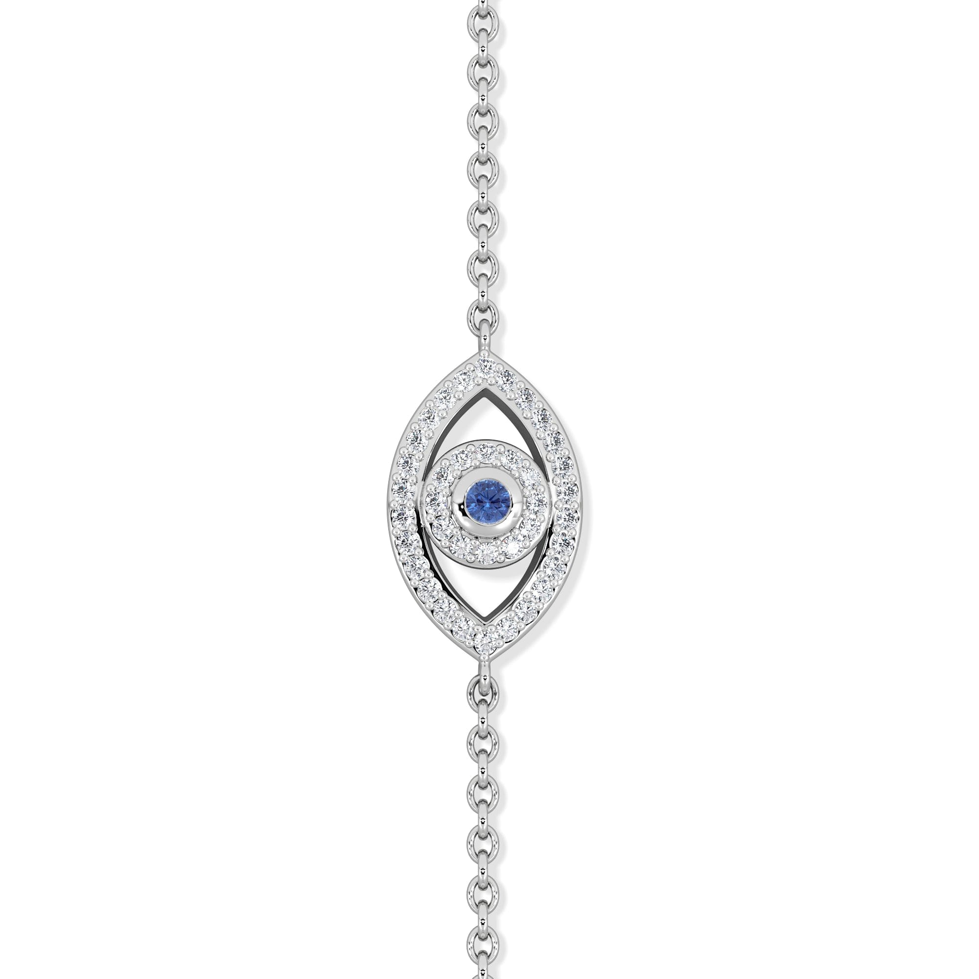 Diamond Evil Eye 0.21ct Sapphire Lab Diamond Adjustable Bracelet in Sterling Silver