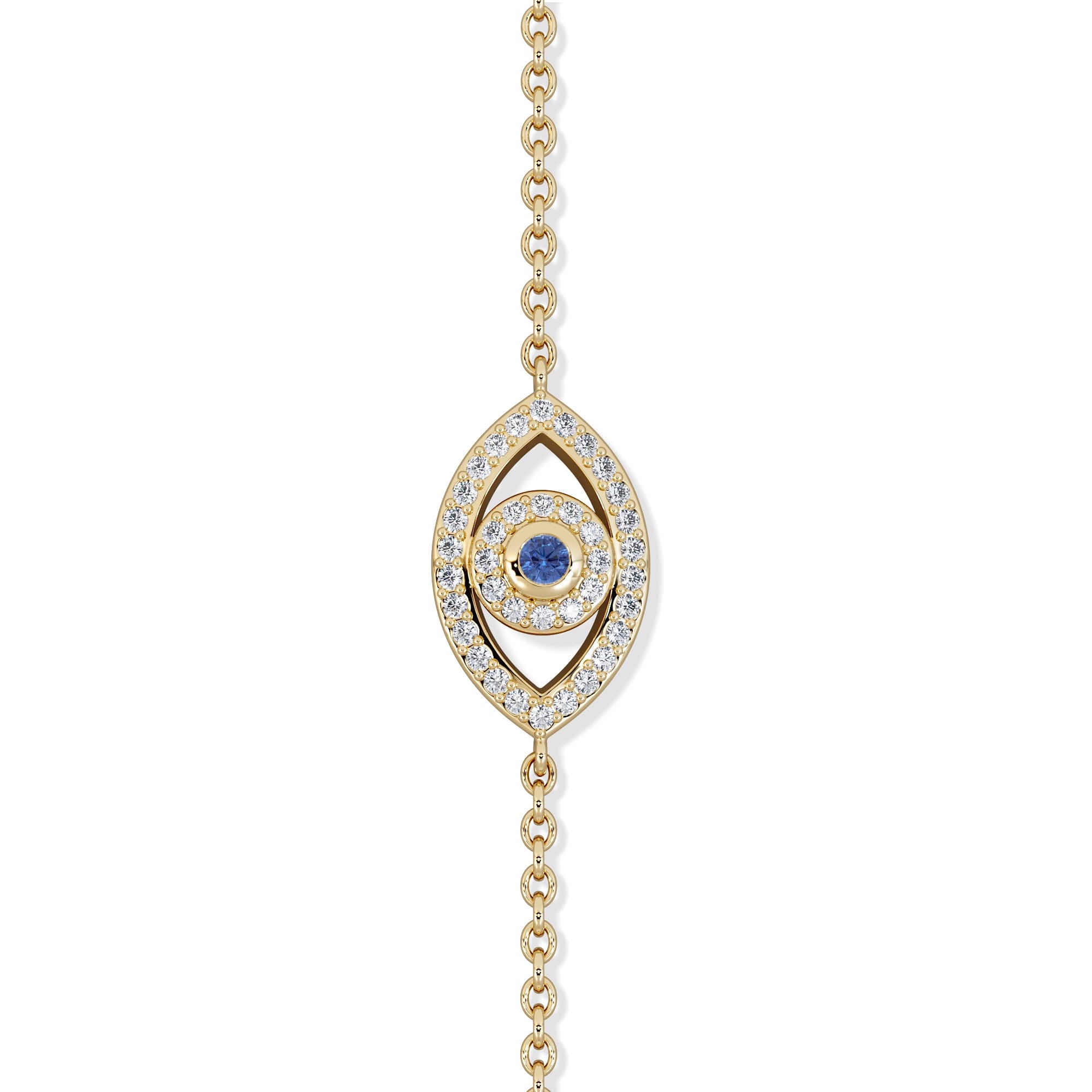 Diamond Evil Eye 0.21ct Sapphire Lab Diamond Adjustable Bracelet in 18K Gold Vermeil