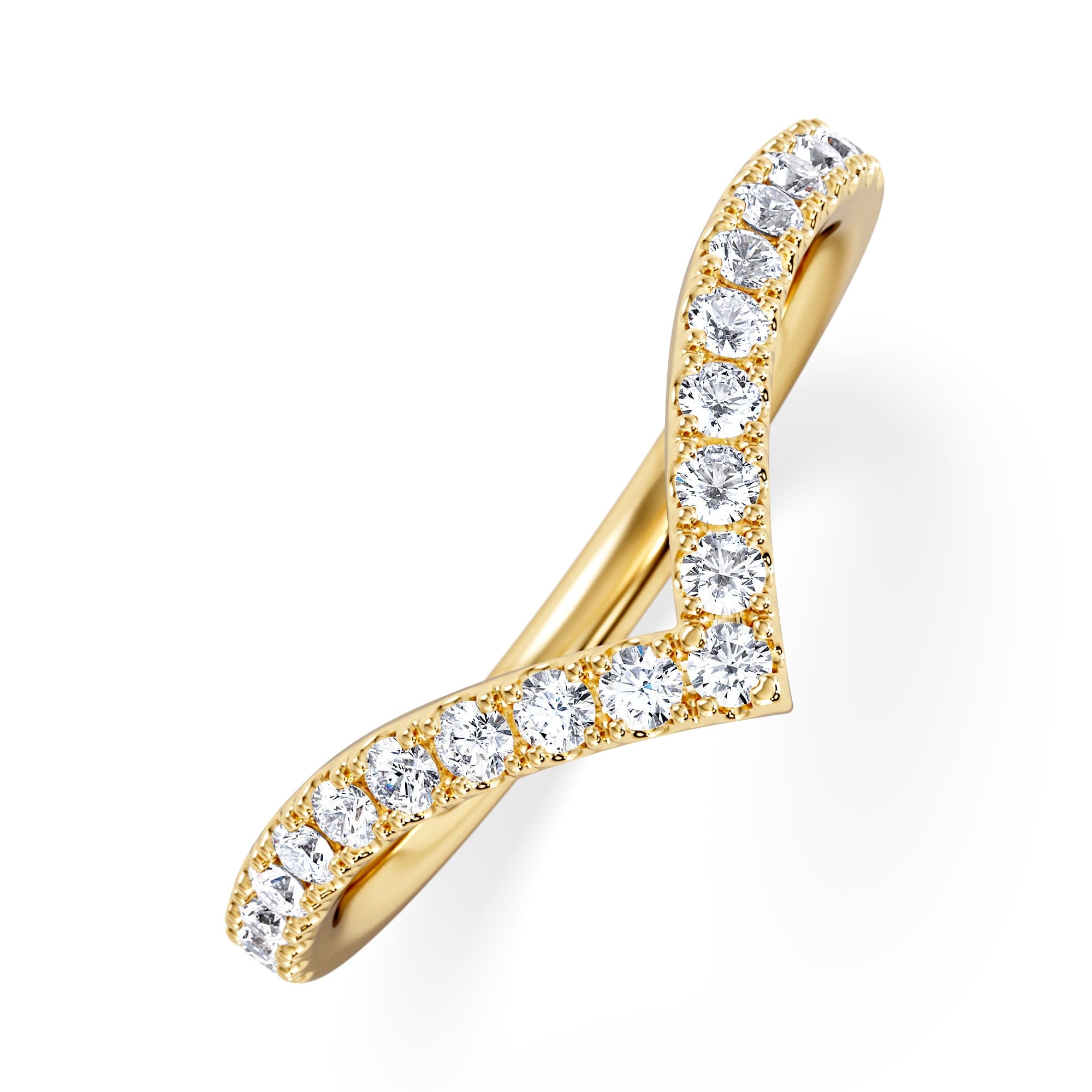 WISHBONE Vela 0.35ct Round Cut Lab Diamond Wishbone Wedding Ring in 18K Yellow Gold