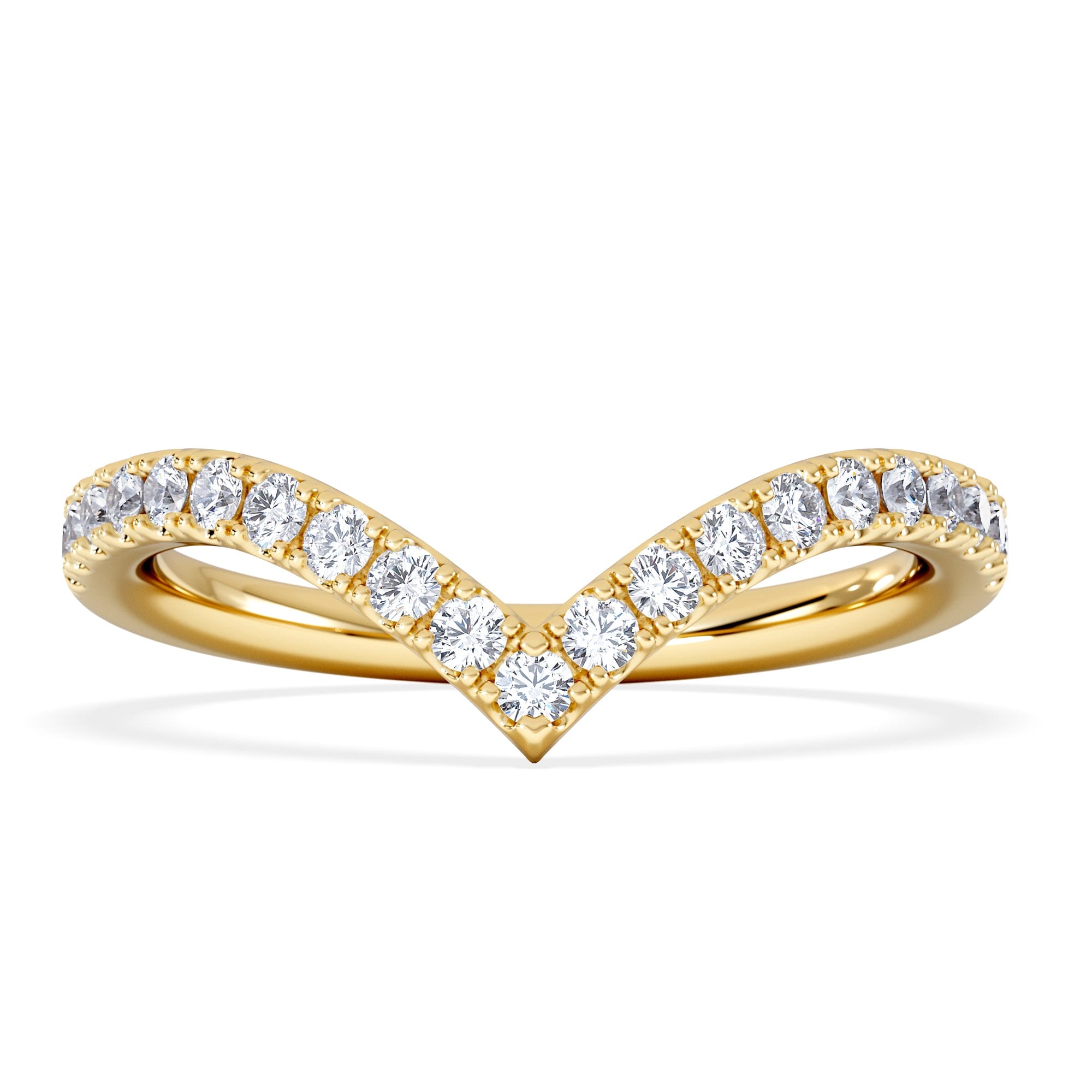 WISHBONE Vela 0.35ct Round Cut Lab Diamond Wishbone Wedding Ring in 18K Yellow Gold