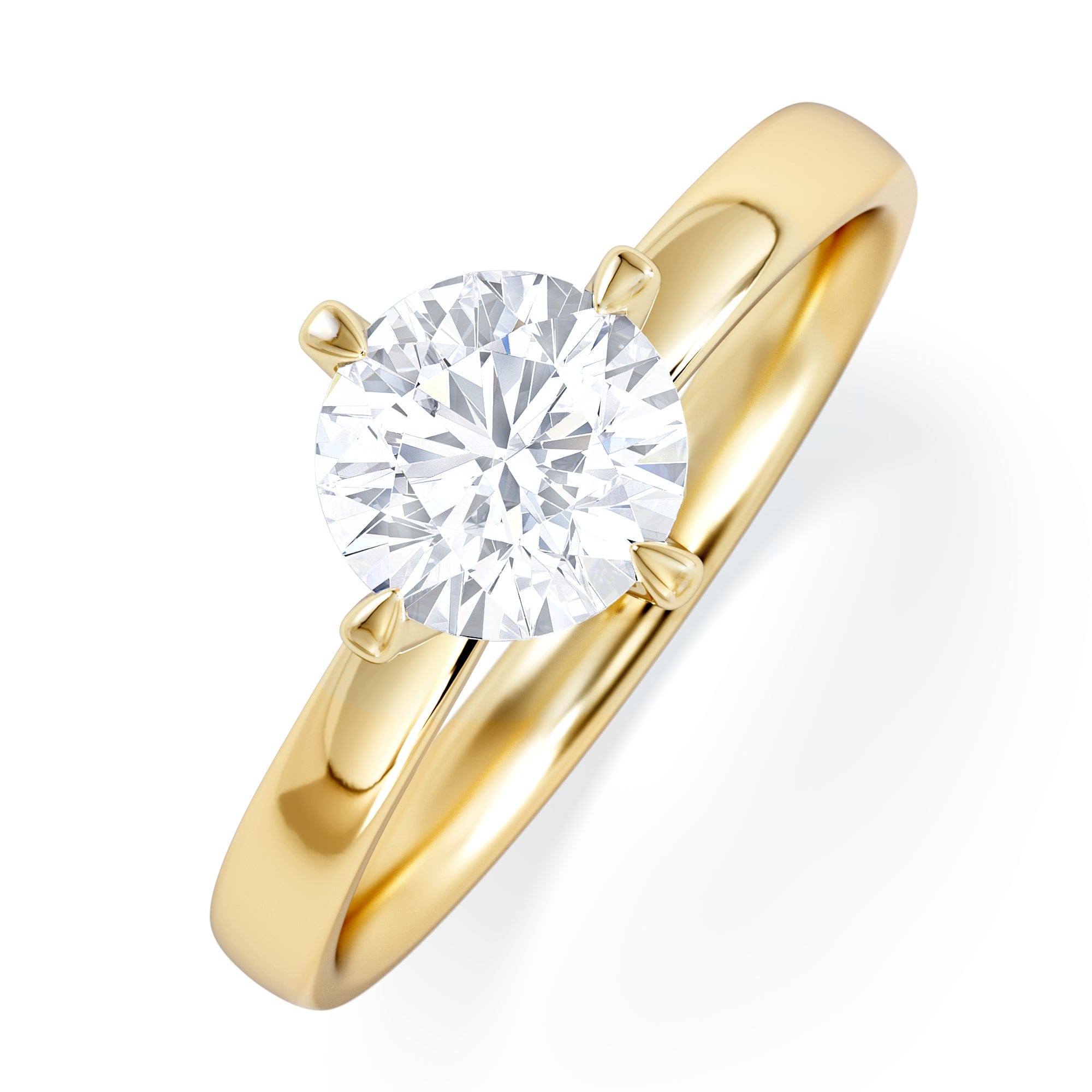 Solitaire Origin Twist 1.00ct Round Cut Lab Diamond Solitaire Engagement Ring in 18K Yellow Gold