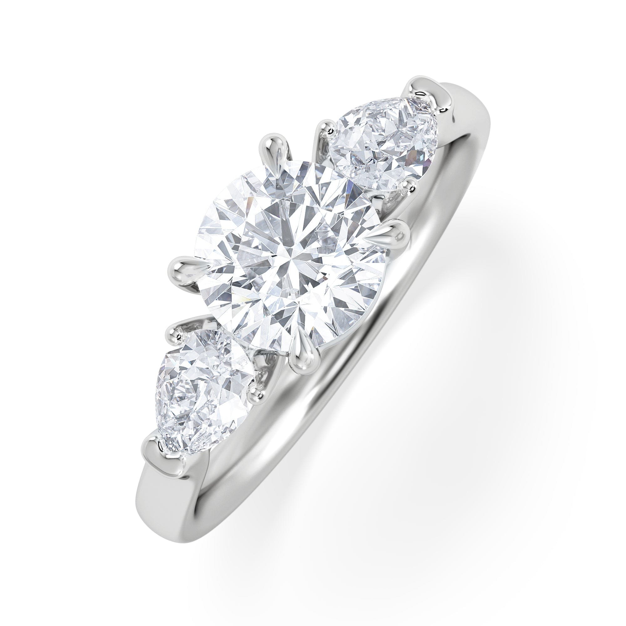Diamond Adore 1.50ct Round Cut Lab Diamond 3 Stone Engagement Ring in Platinum