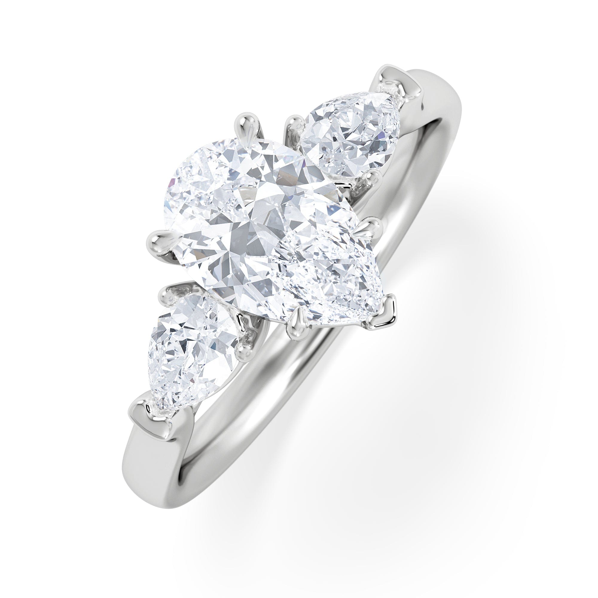 Diamond Adore 1.50ct Pear Cut Lab Diamond 3 Stone Engagement Ring in Platinum
