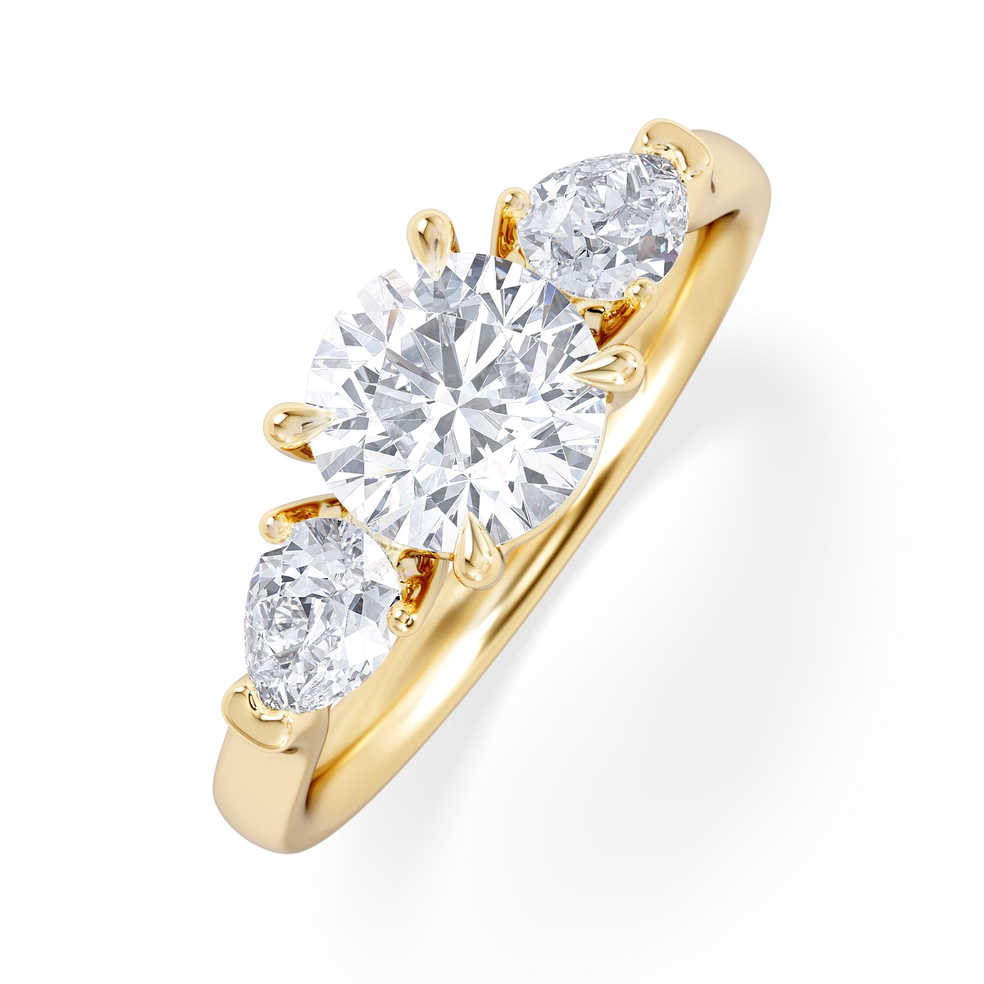 Diamond Adore 1.50ct Round Cut Lab Diamond 3 Stone Engagement Ring in 18K Yellow Gold