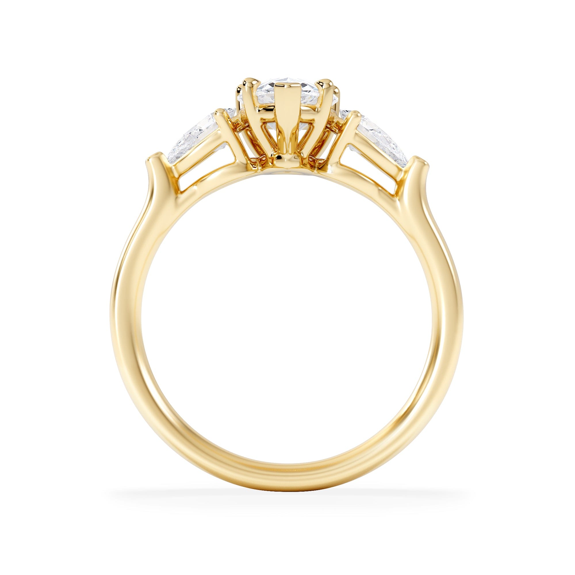 Diamond Adore 1.50ct Pear Cut Lab Diamond 3 Stone Engagement Ring in 18K Yellow Gold