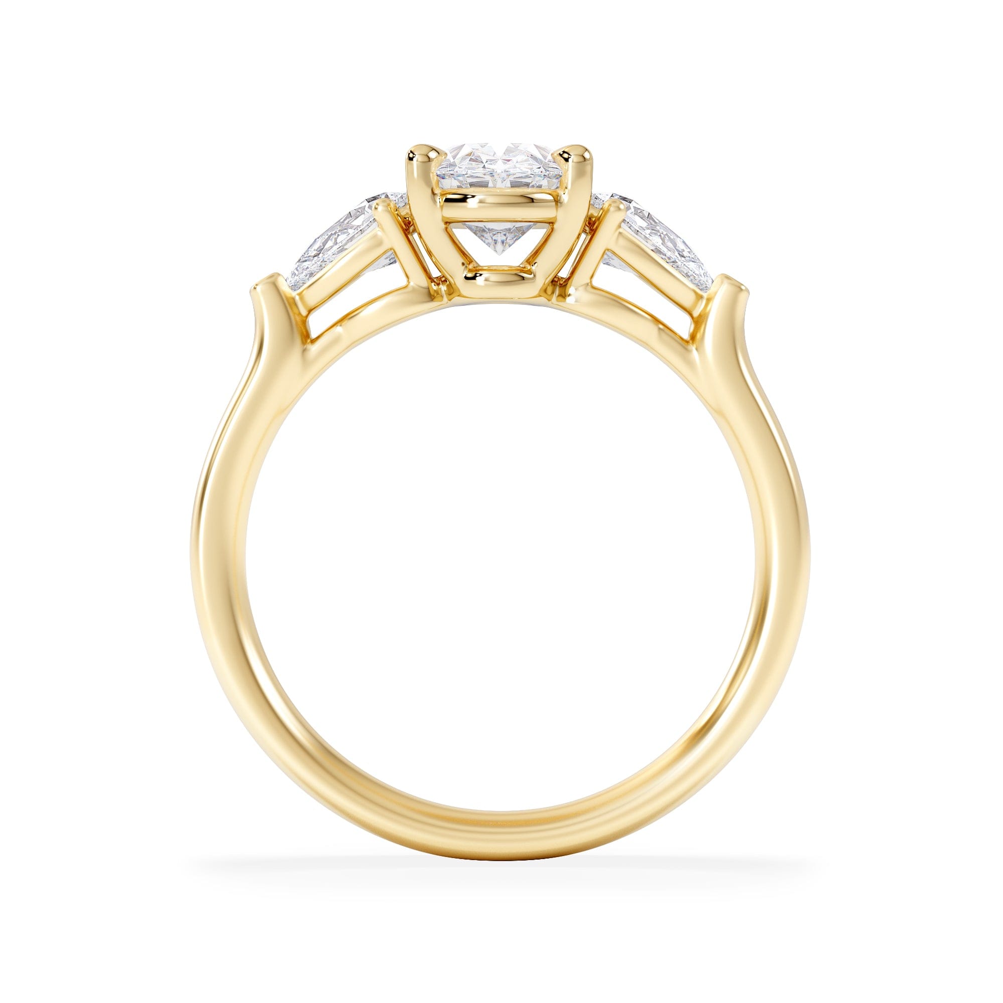 Diamond Adore 1.50ct Oval Cut Lab Diamond 3 Stone Engagement Ring in 18K Yellow Gold