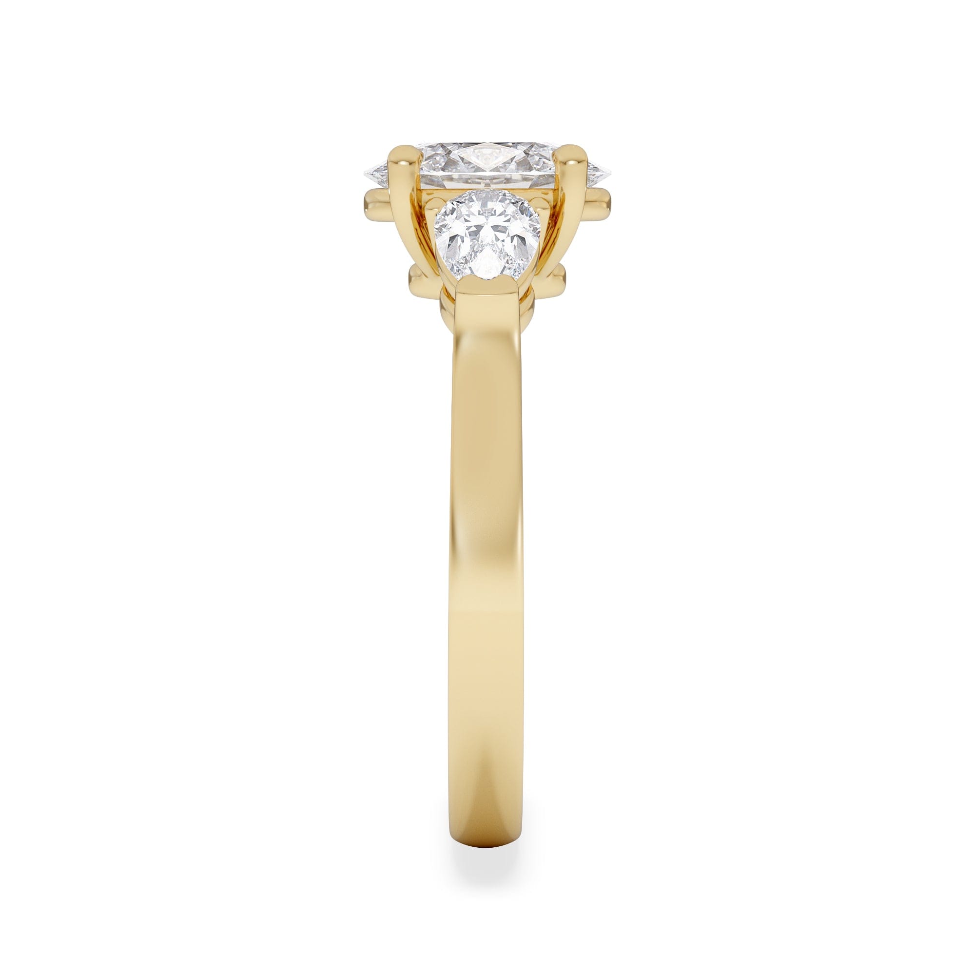 Diamond Adore 1.50ct Oval Cut Lab Diamond 3 Stone Engagement Ring in 18K Yellow Gold