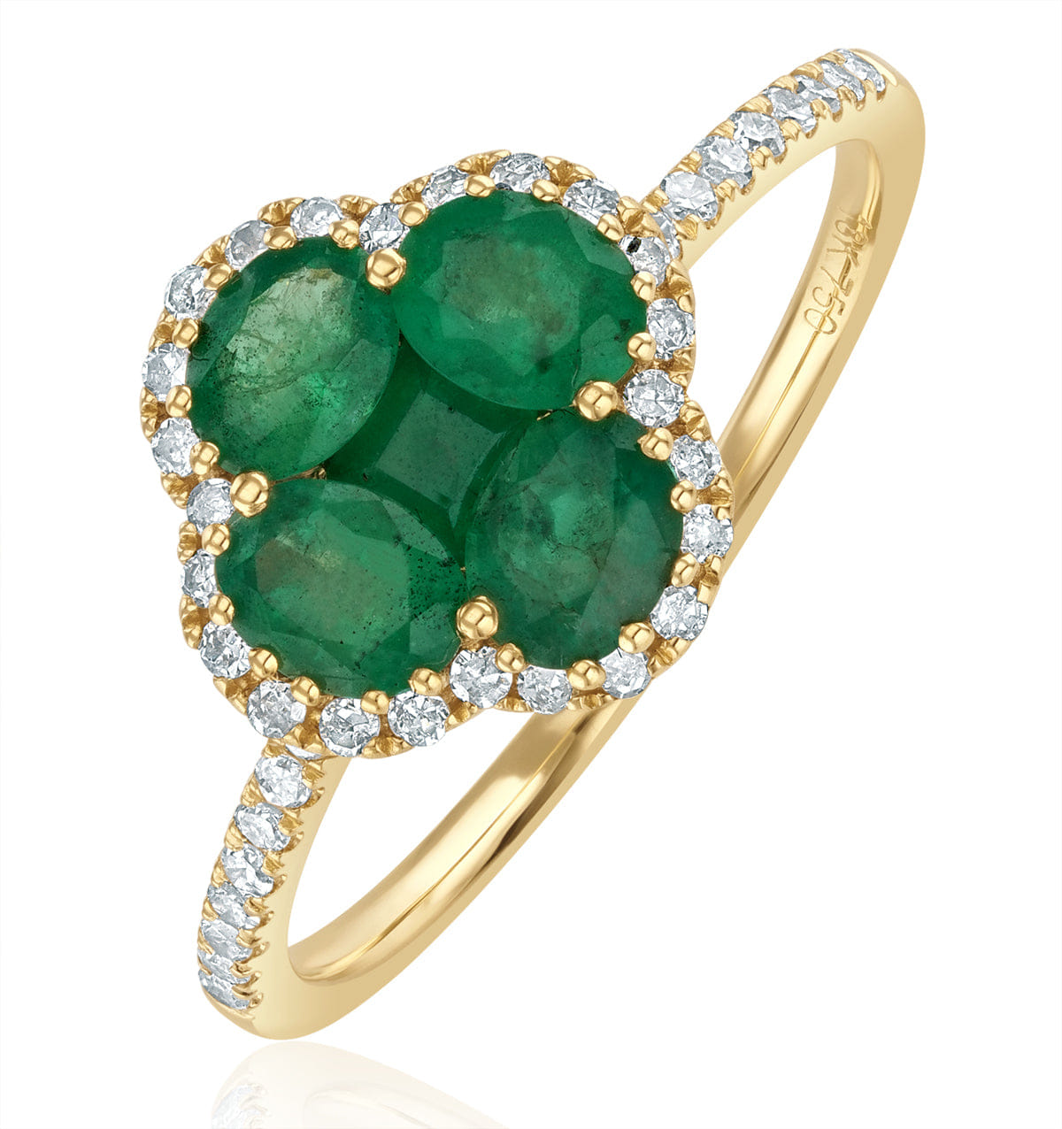 Diamond Emerald 1.06ct And Diamond 18K Yellow Gold Alegria Ring