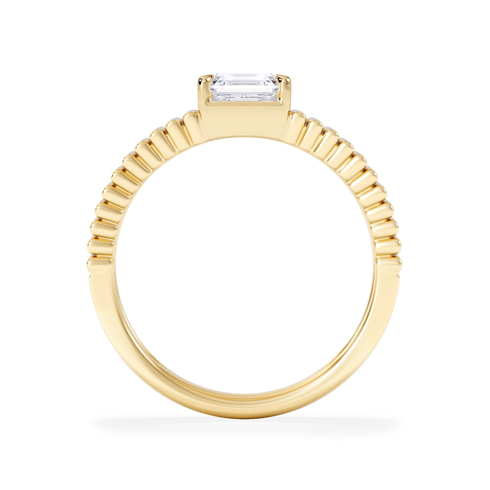 Lab Grown Flute 1.00ct Assher Cut Lab Grown Diamond Solitaire Ring 18K Yellow Gold