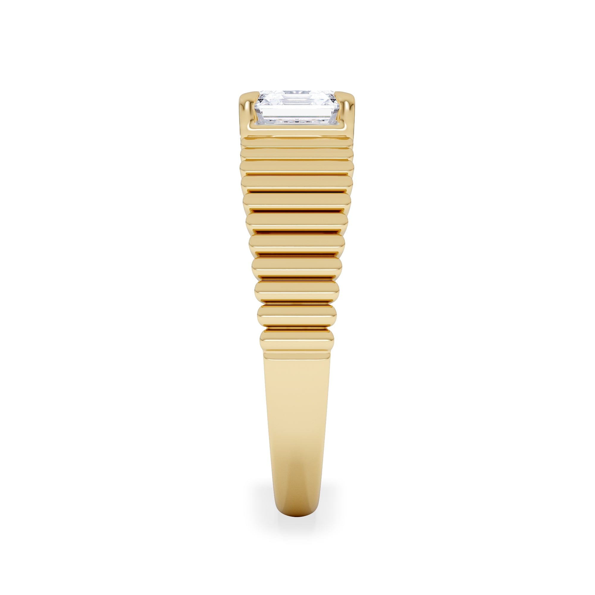Lab Grown Flute 1.00ct Assher Cut Lab Grown Diamond Solitaire Ring 18K Yellow Gold