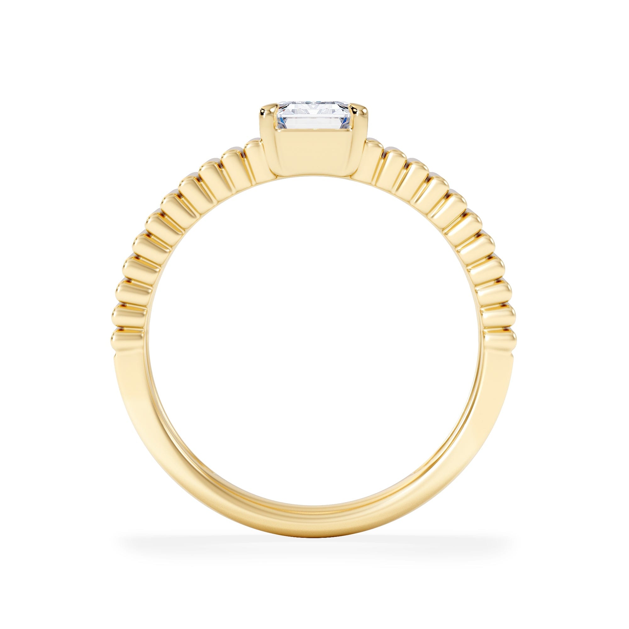 Lab Grown Flute 1.00ct Emerald Cut Lab Grown Diamond Solitaire Ring 18K Yellow Gold