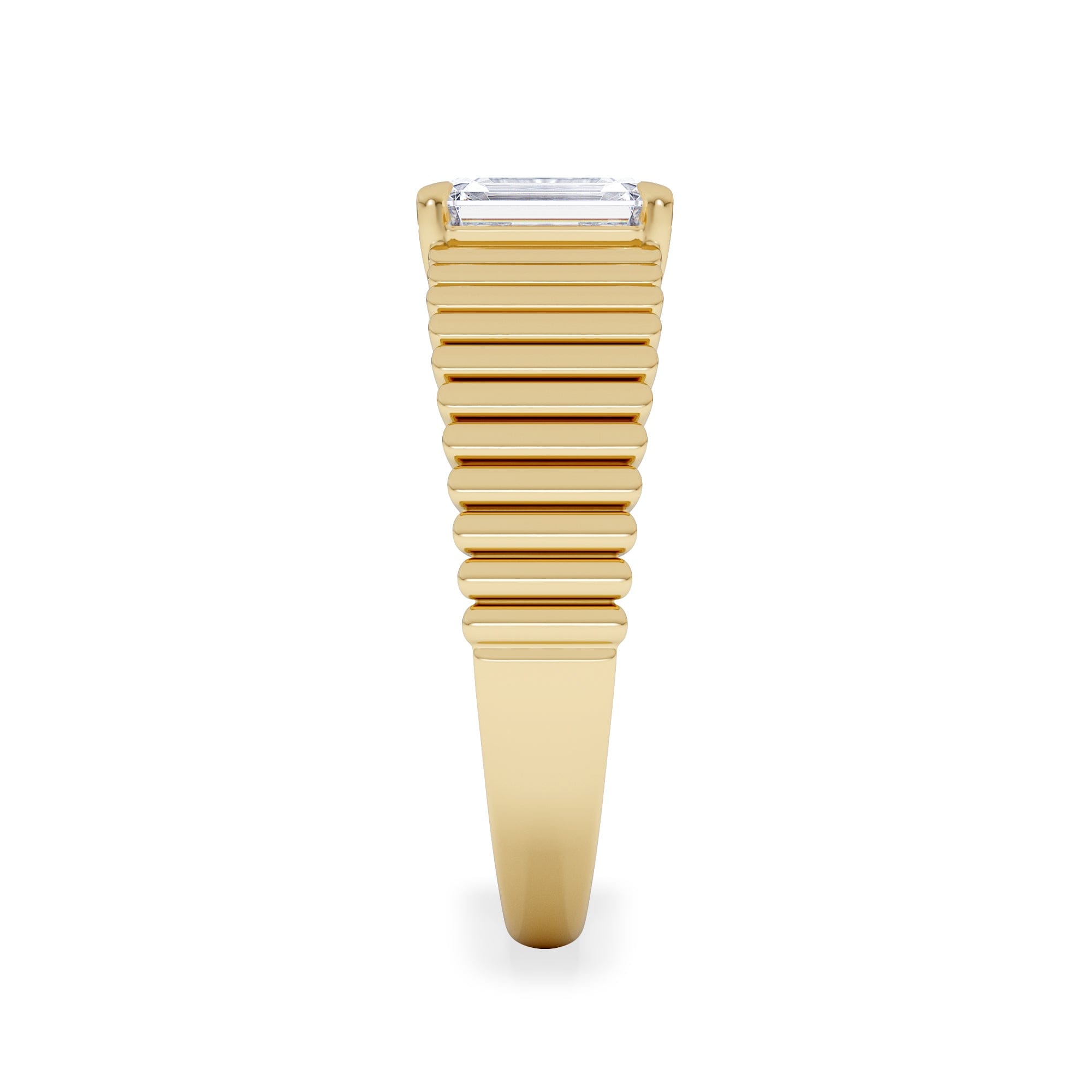 Lab Grown Flute 1.00ct Emerald Cut Lab Grown Diamond Solitaire Ring 18K Yellow Gold