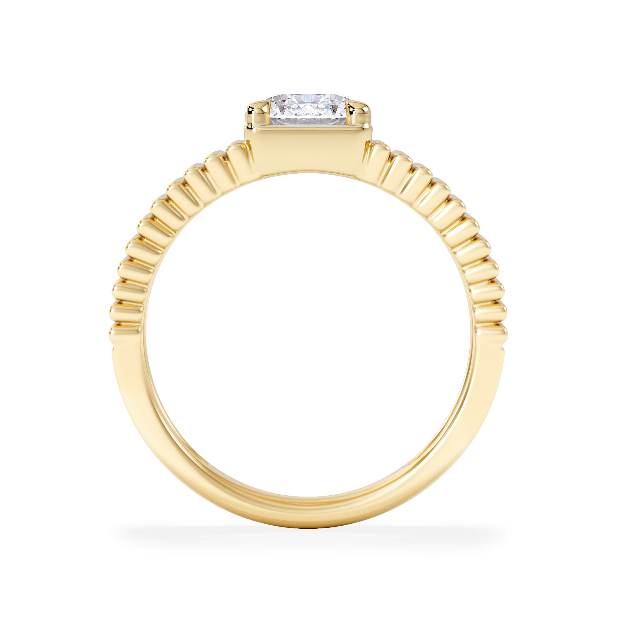 Lab Grown Flute 1.00ct Round Cut Lab Grown Diamond Solitaire Ring in 18K Yellow Gold