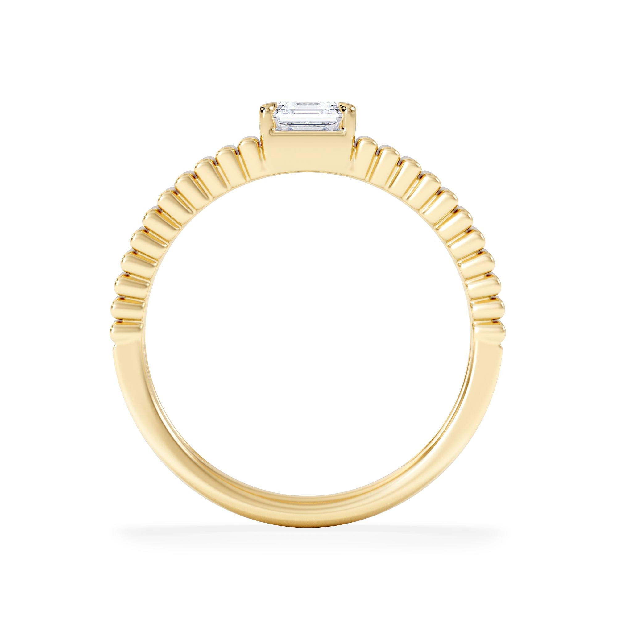 Lab Grown Flute 0.50ct Assher Cut Lab Grown Diamond Solitaire Ring 18K Yellow Gold