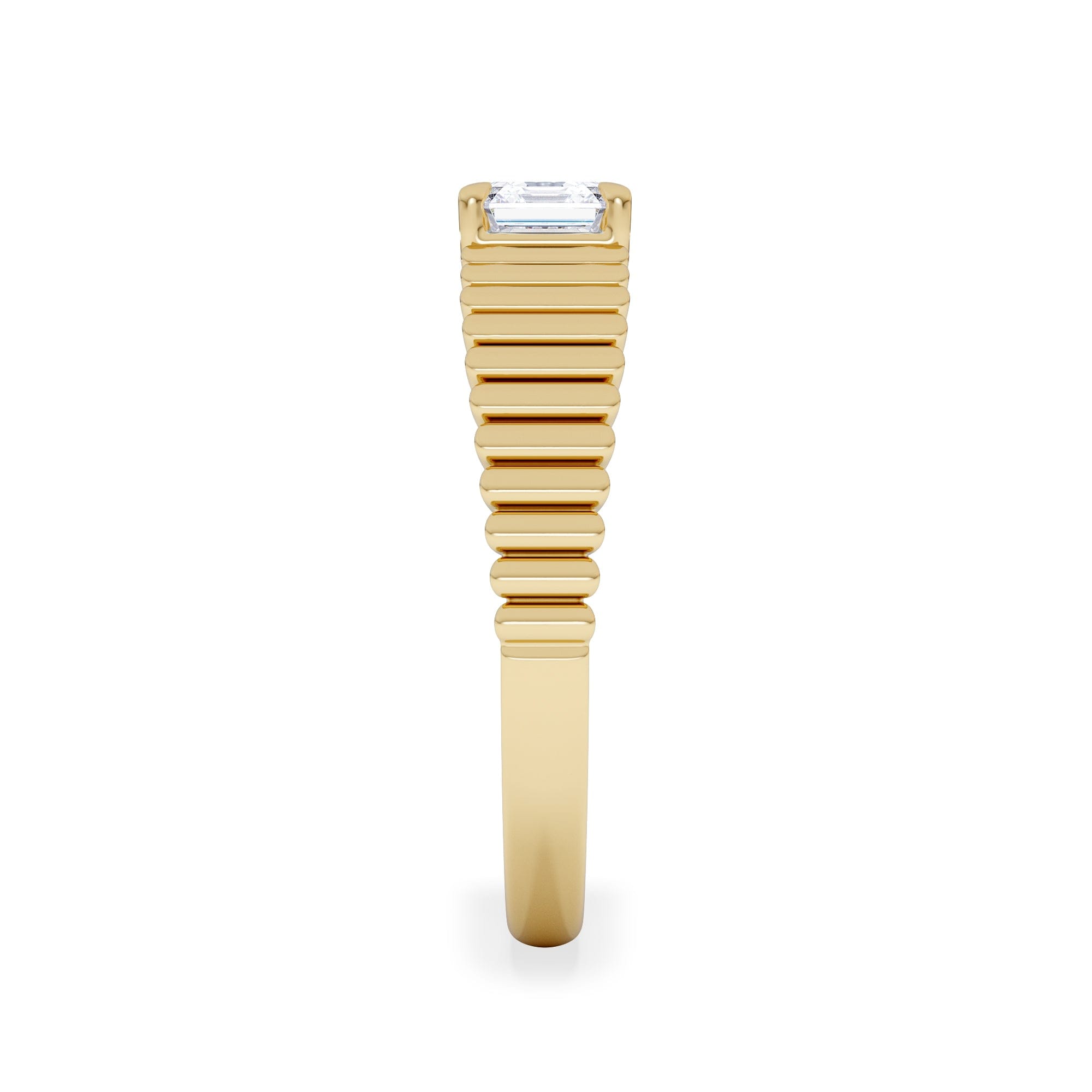 Lab Grown Flute 0.50ct Assher Cut Lab Grown Diamond Solitaire Ring 18K Yellow Gold