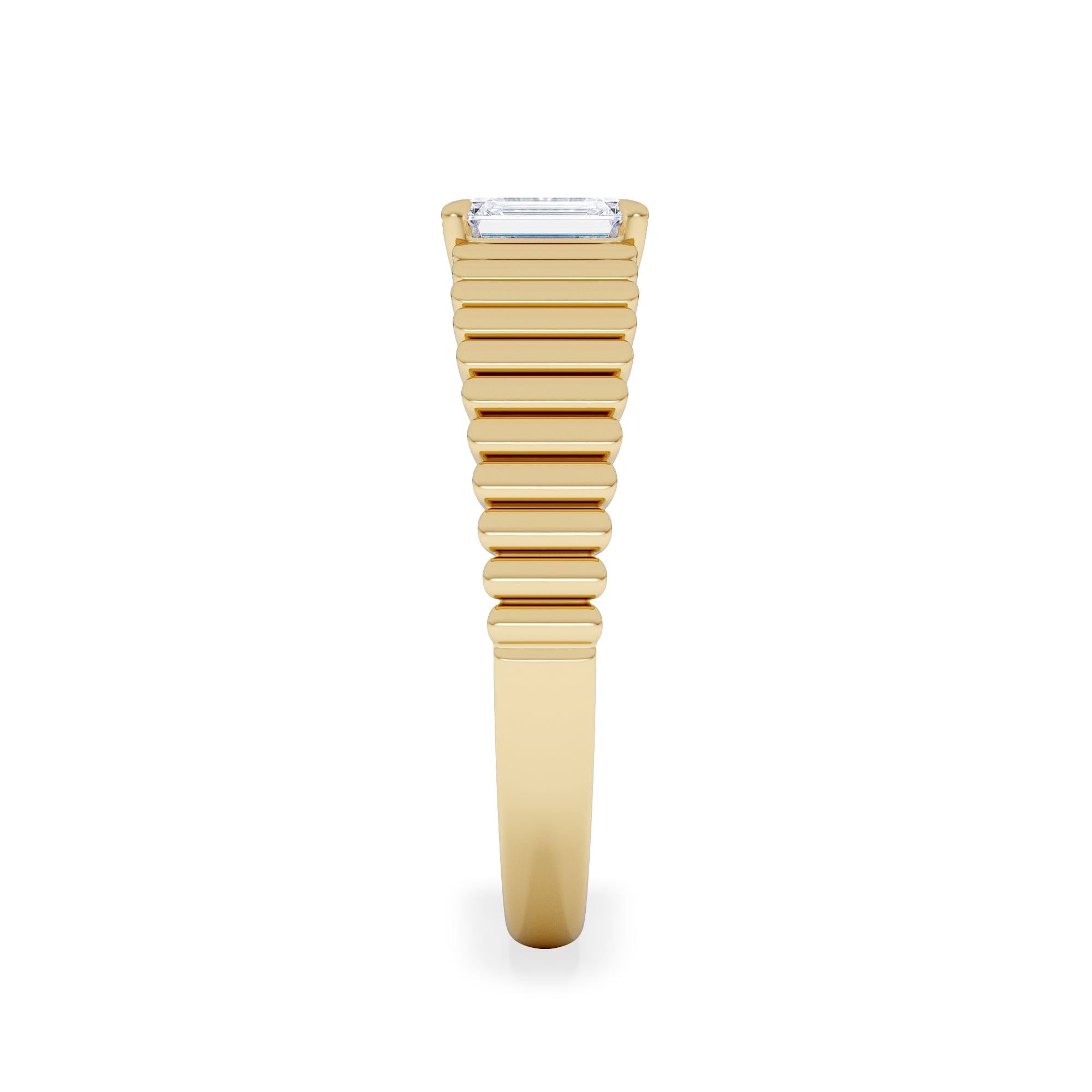 Lab Grown Flute 0.50ct Emerald Cut Lab Grown Diamond Solitaire Ring 18K Yellow Gold