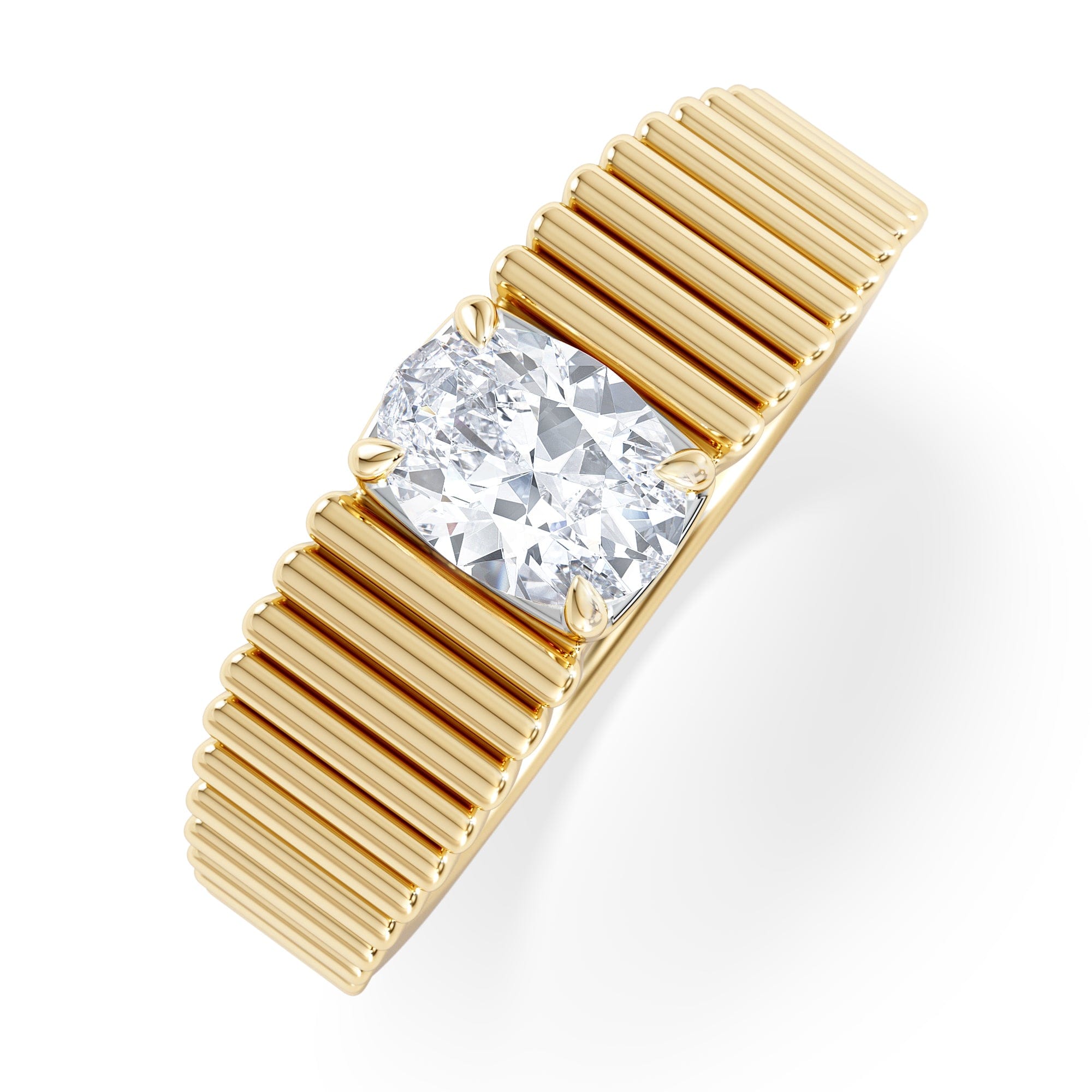 Lab Grown Flute 0.50ct Oval Cut Lab Grown Diamond Solitaire Ring 18K Yellow Gold