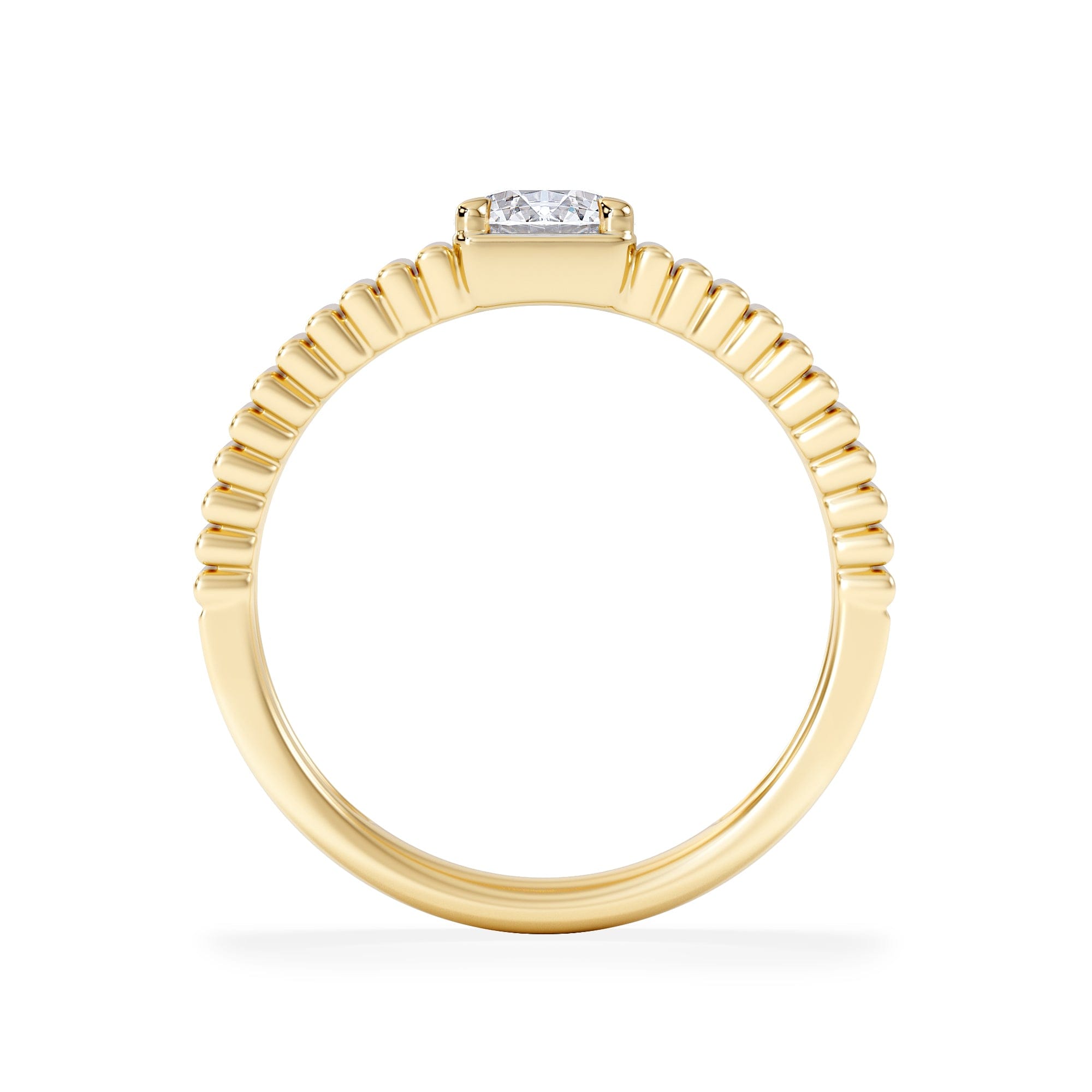 Lab Grown Flute 0.50ct Round Cut Lab Grown Diamond Solitaire Ring 18K Yellow Gold