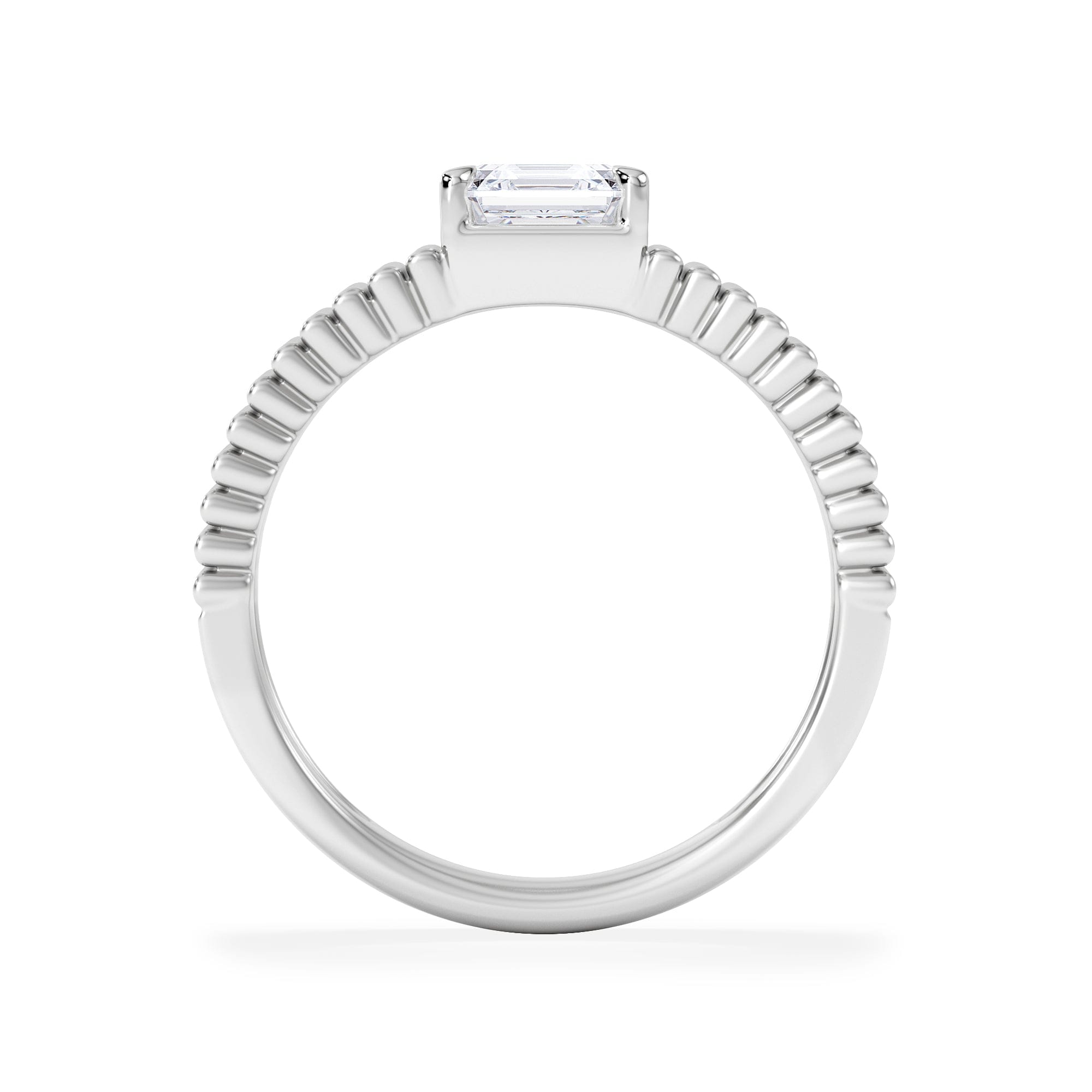 Lab Grown Flute 1.00ct Assher Cut Lab Grown Diamond Solitaire Ring in Platinum