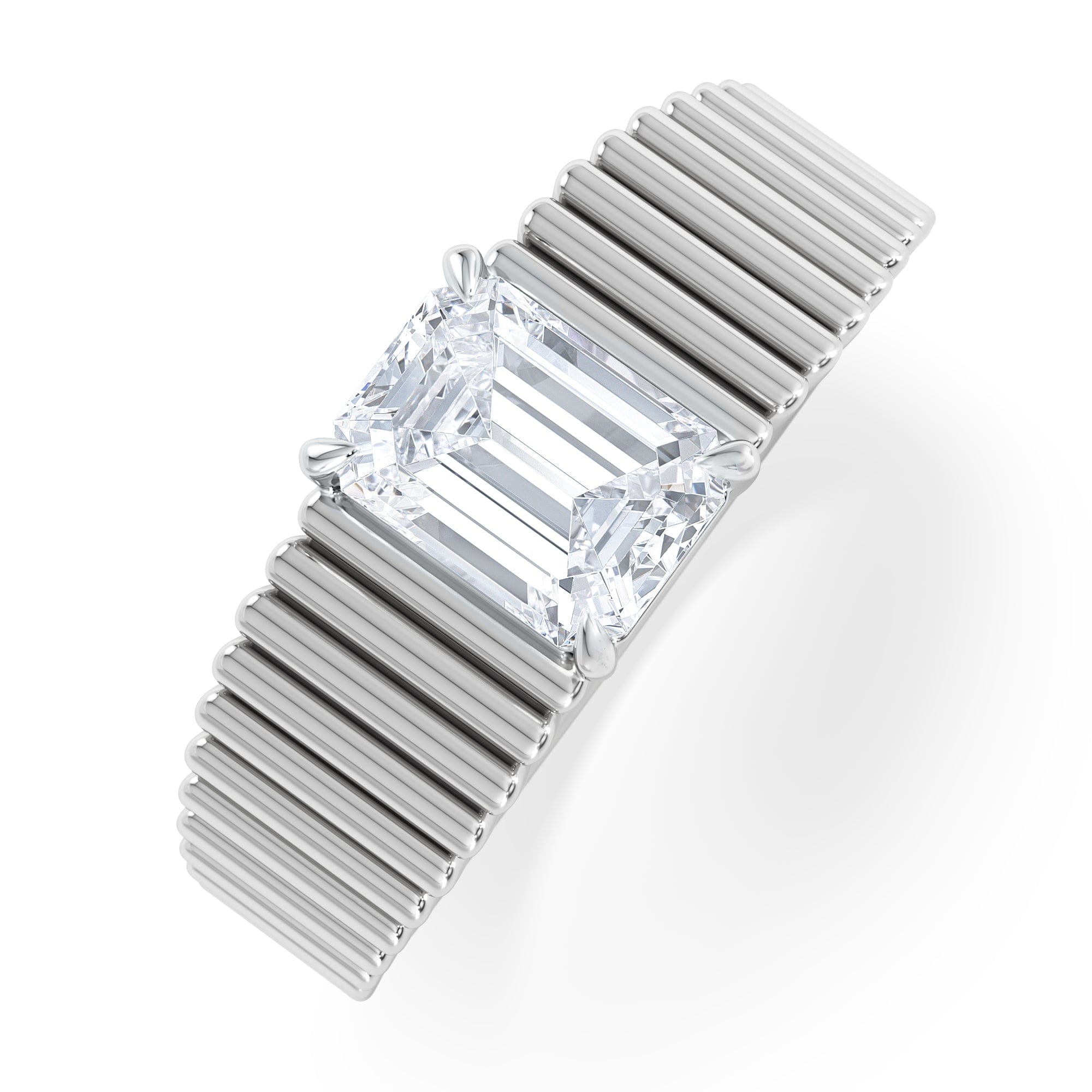 Lab Grown Flute 1.00ct Emerald Cut Lab Grown Diamond Solitaire Ring in Platinum