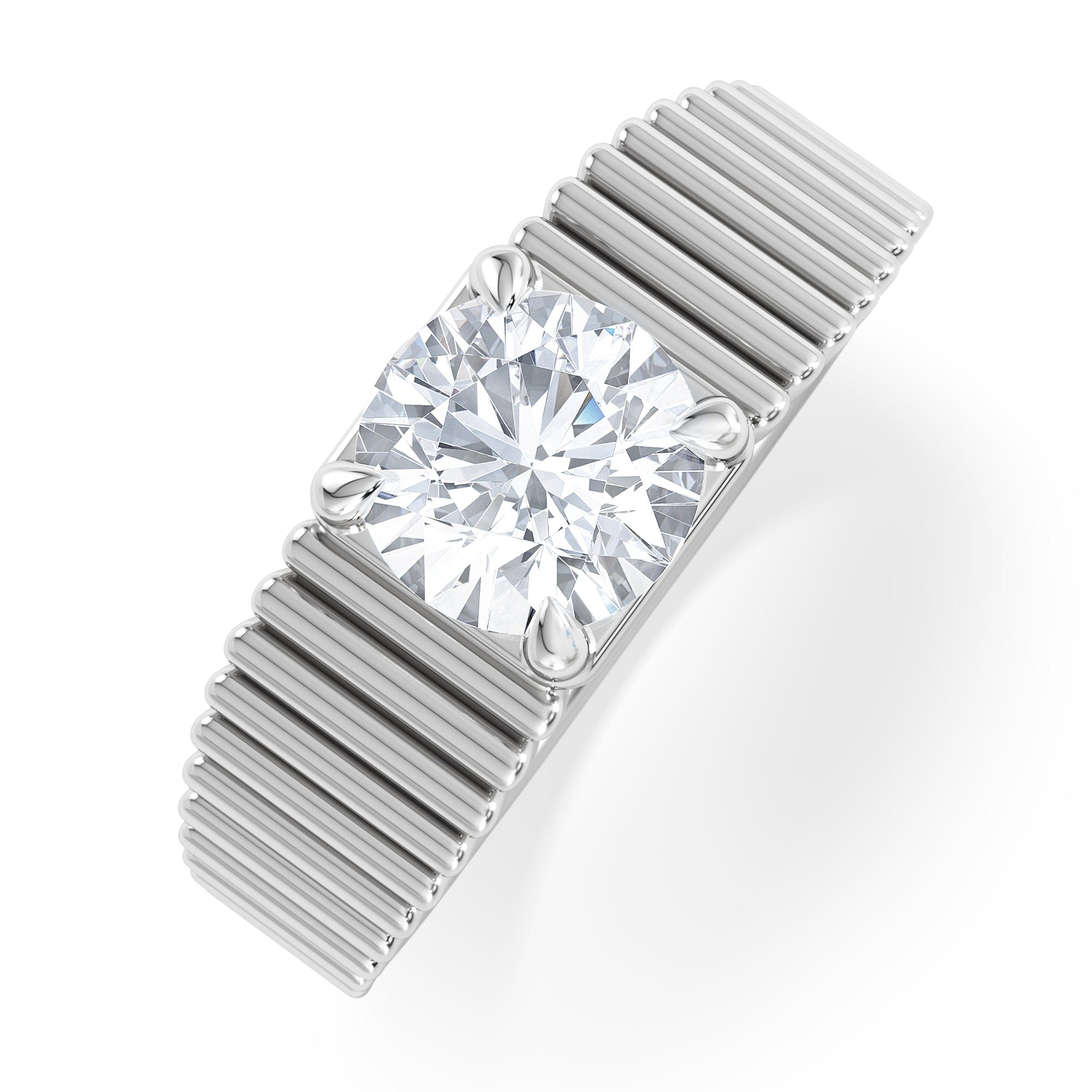 Lab Grown Flute 1.00ct Round Cut Lab Grown Diamond Solitaire Ring in Platinum