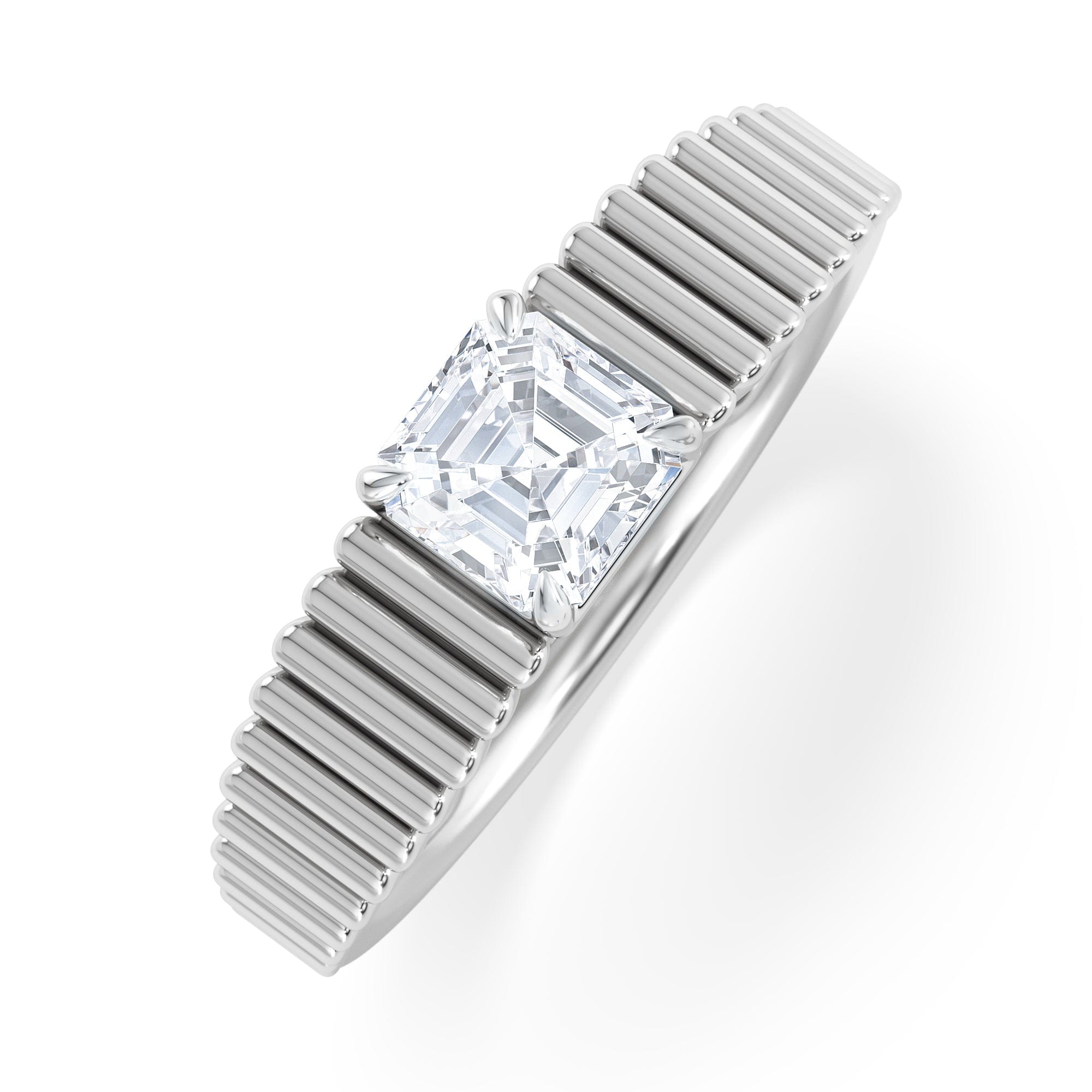 Lab Grown Flute 0.50ct Assher Cut Lab Grown Diamond Solitaire Ring in Platinum
