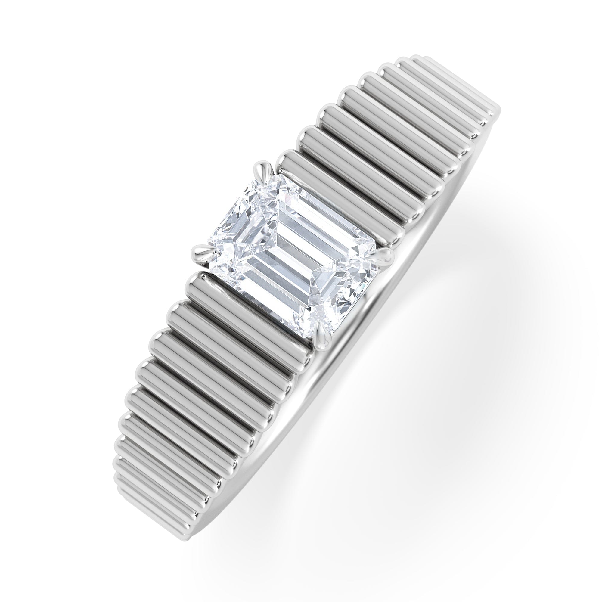Lab Grown Flute 0.50ct Emerald Cut Lab Grown Diamond Solitaire Ring in Platinum