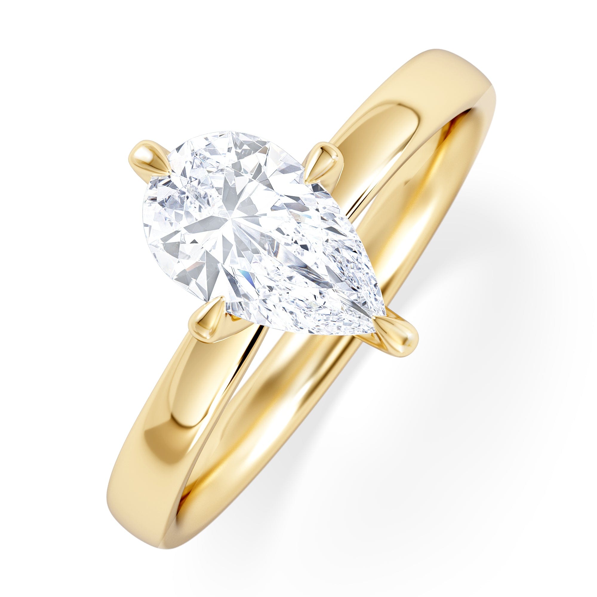 Solitaire Origin Twist 1.00ct Pear Cut Lab Diamond Solitaire Engagement Ring in 18K Yellow Gold