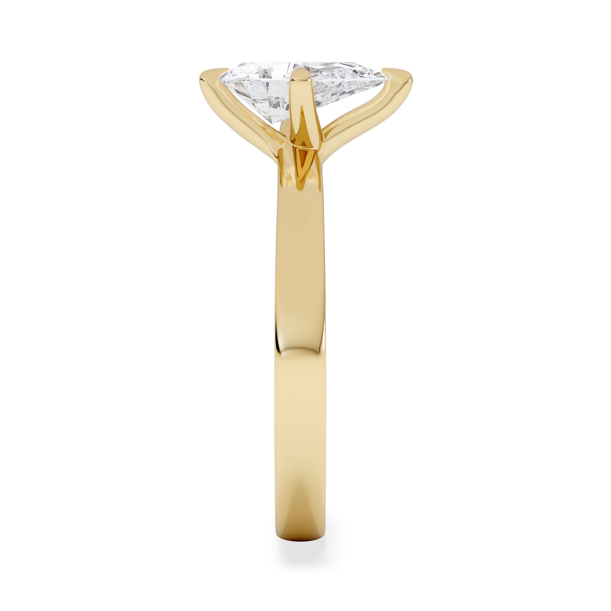 Solitaire Origin Twist 1.00ct Pear Cut Lab Diamond Solitaire Engagement Ring in 18K Yellow Gold