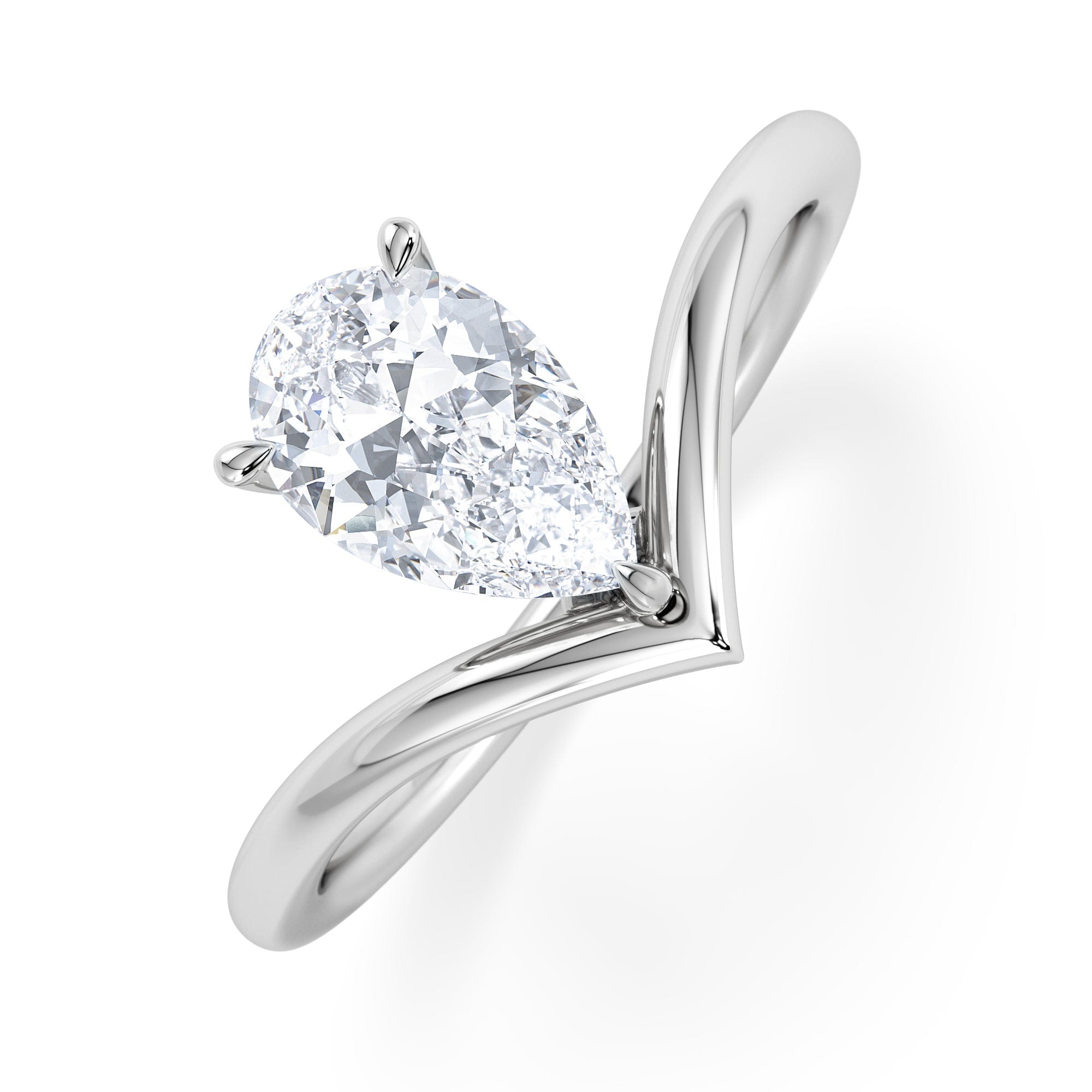 Solitaire Vela 1.00ct Pear Cut Lab Diamond Solitaire Engagement Ring in Platinum