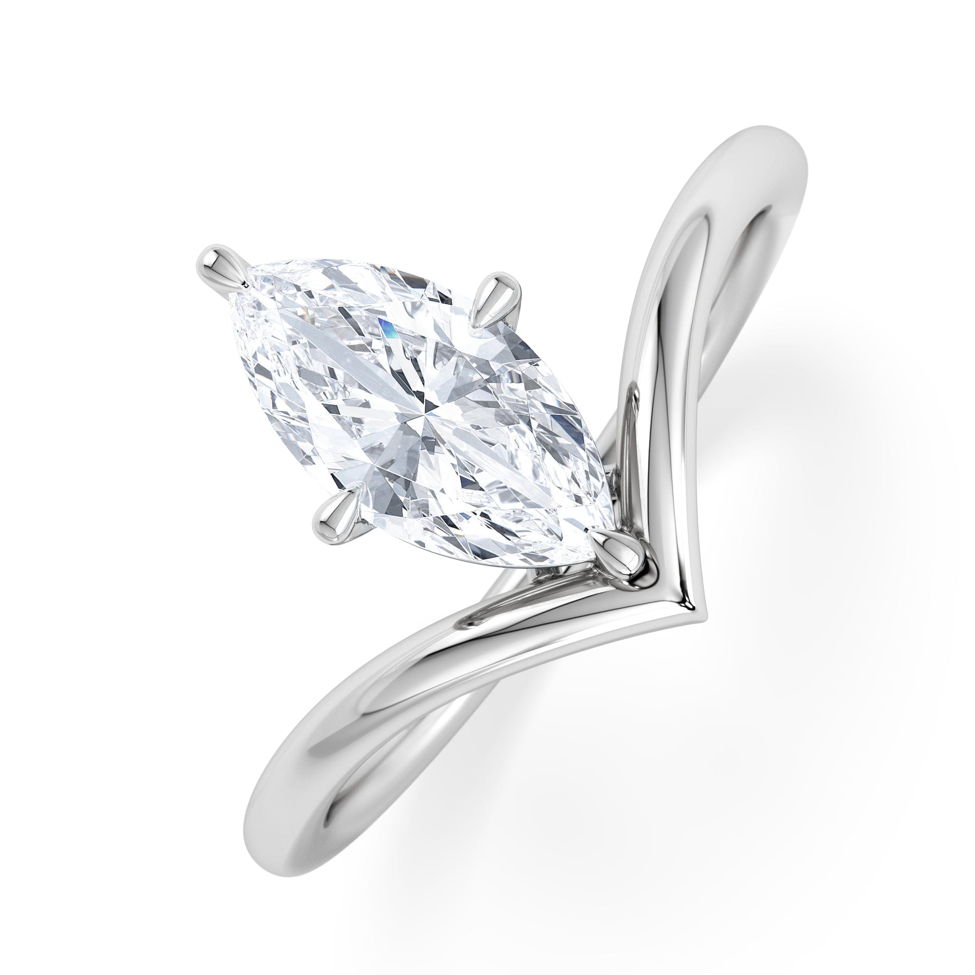 Solitaire Vela 1.00ct Marquise Cut Lab Diamond Solitaire Engagement Ring in Platinum