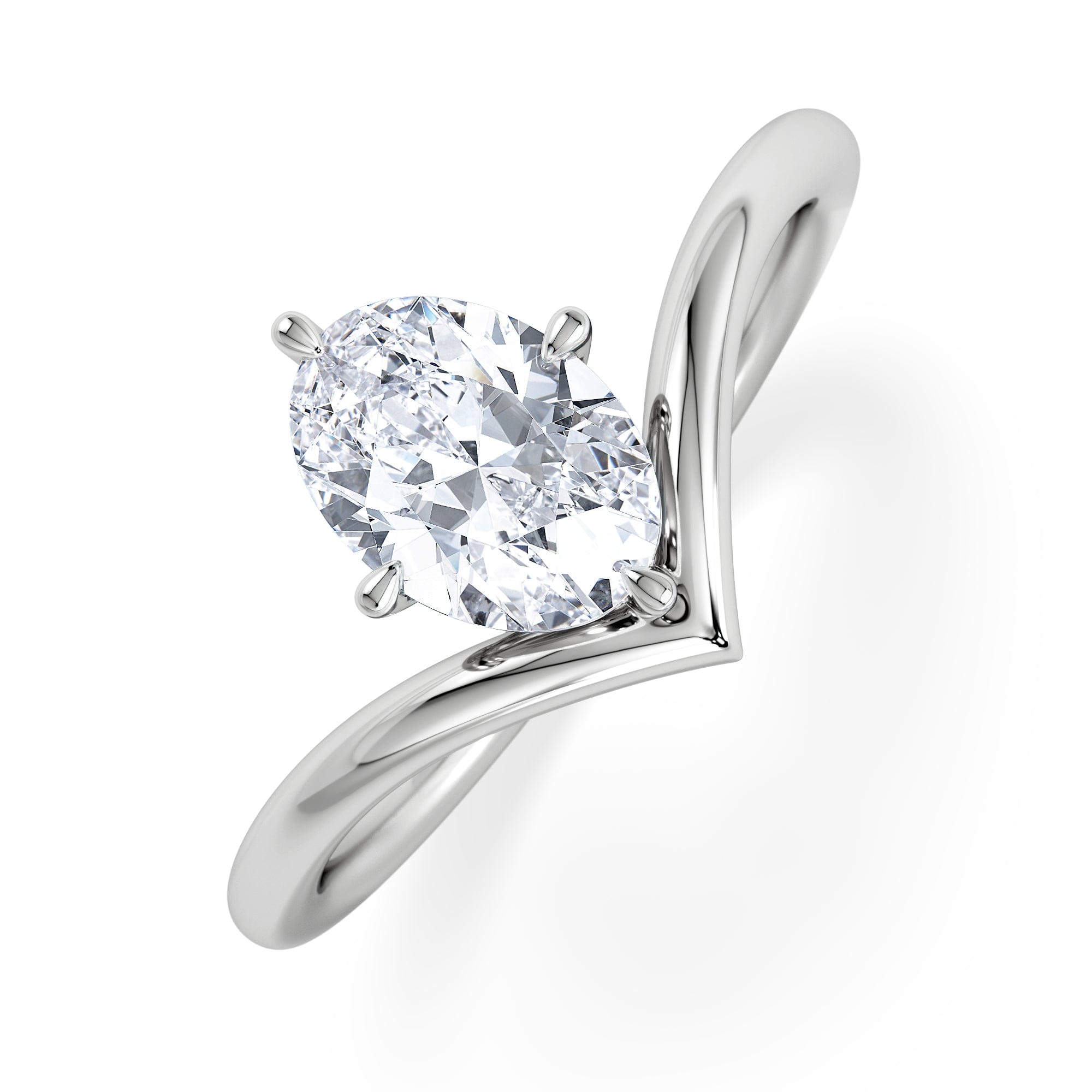 Solitaire Vela 1.00ct Oval Cut Lab Diamond Solitaire Engagement Ring in Platinum