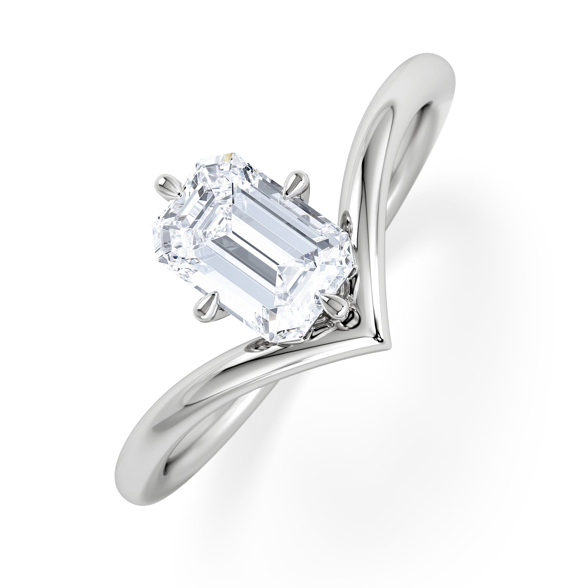 Solitaire Vela 1.00ct Emerald Cut Lab Diamond Solitaire Engagement Ring in Platinum