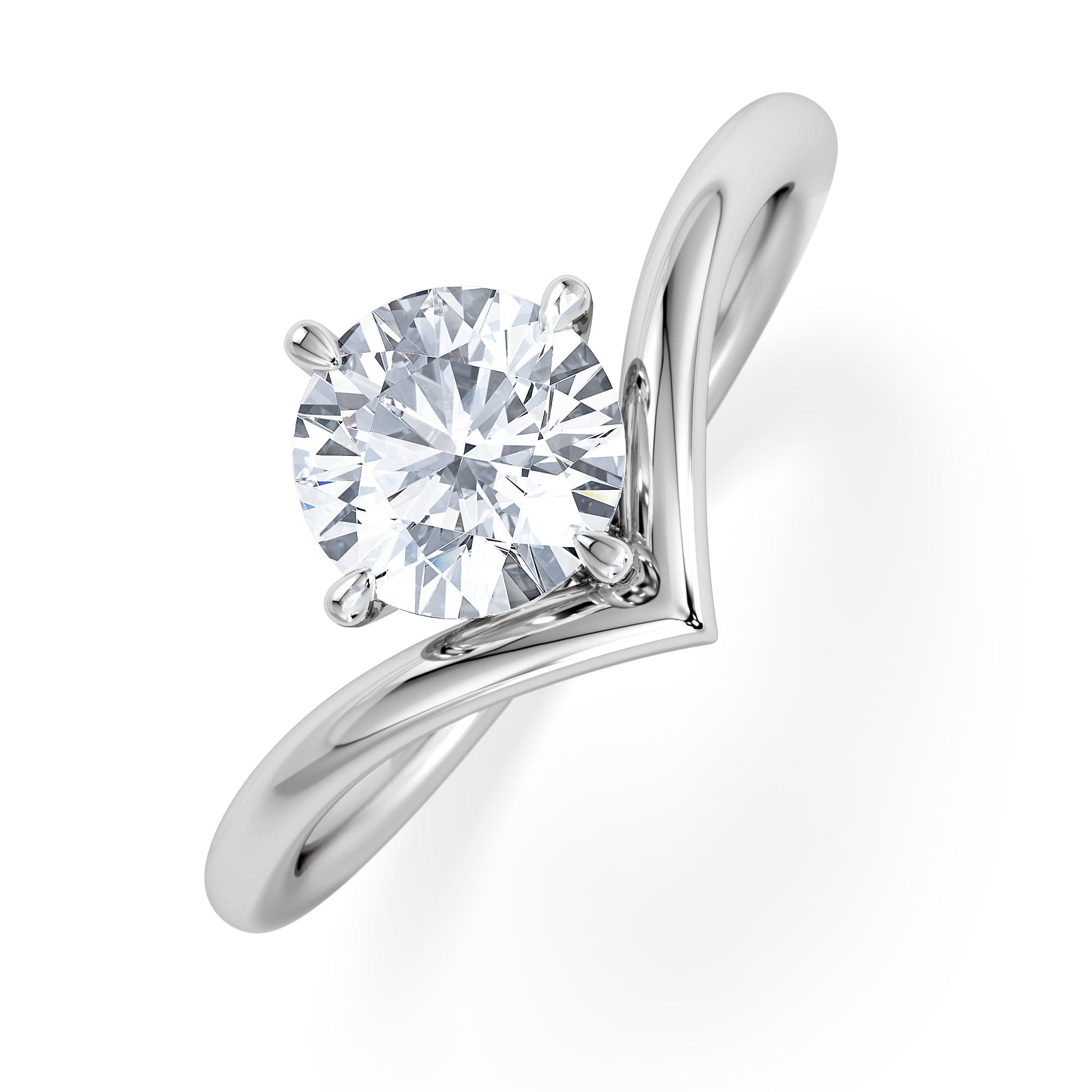 Solitaire Vela 1.00ct Round Cut Lab Diamond Solitaire Engagement Ring in Platinum