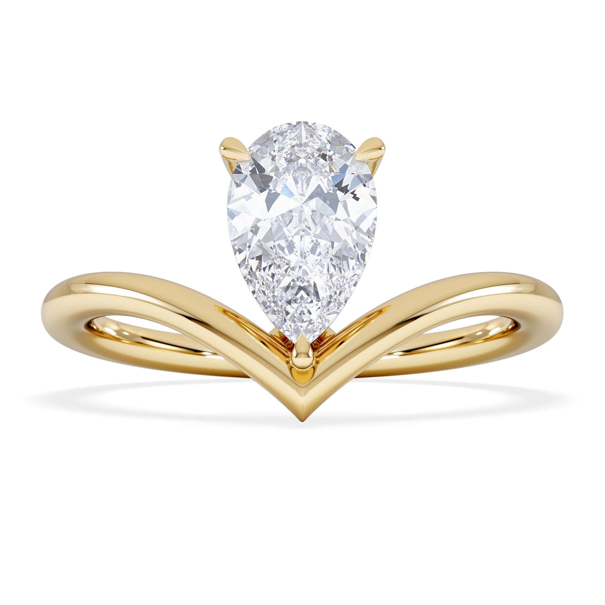 Solitaire Vela 1.00ct Pear Cut Lab Diamond Solitaire Engagement Ring in 18K Yellow Gold